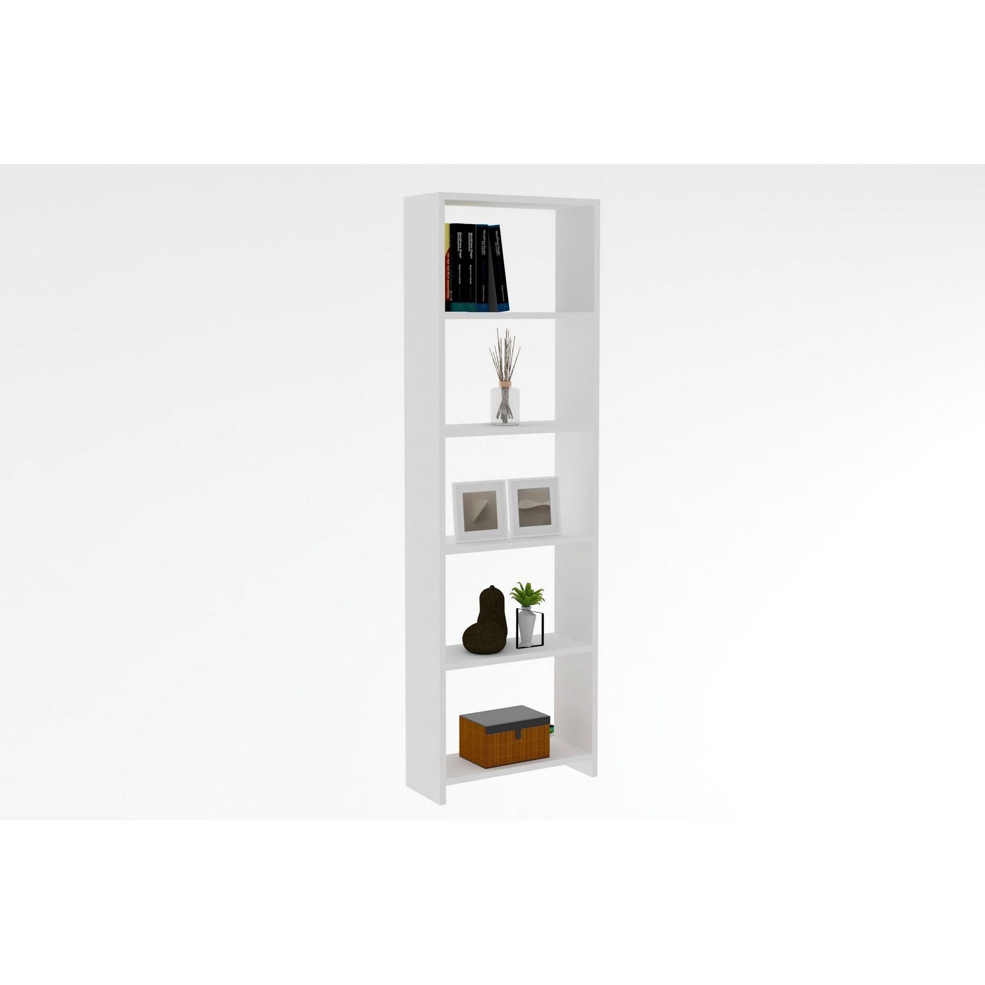 Biblioteca NEW, alb, PAL melaminat, 50x20x160 cm