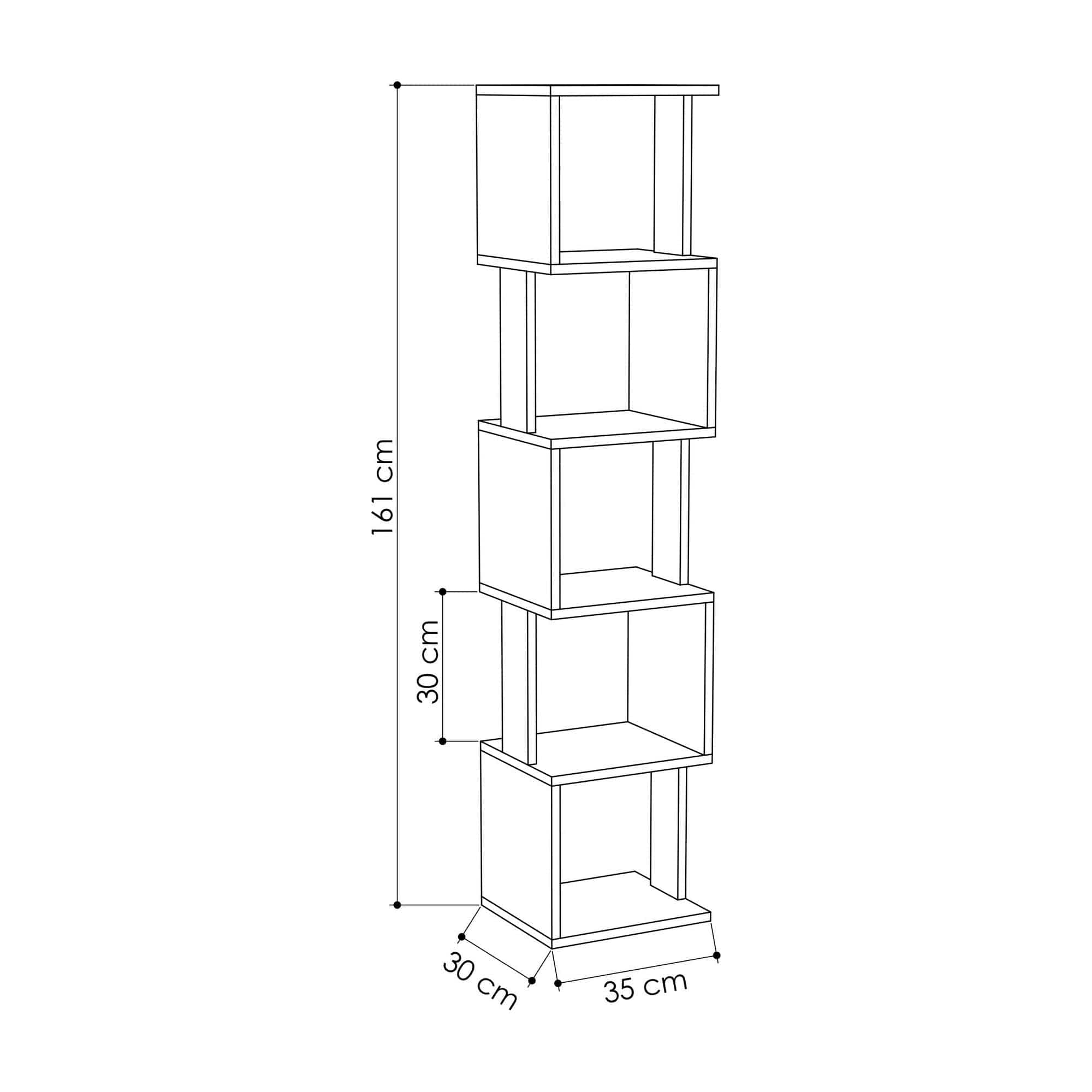 Biblioteca PIRI, alb/bej deschis, PAL melaminat, 35x30x161 cm