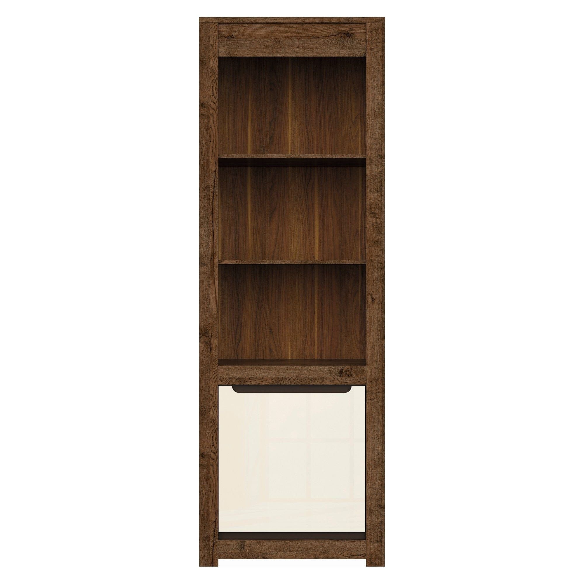 Biblioteca RUSO, stejar inchis/alb perla, PAL, 69x46x205 cm