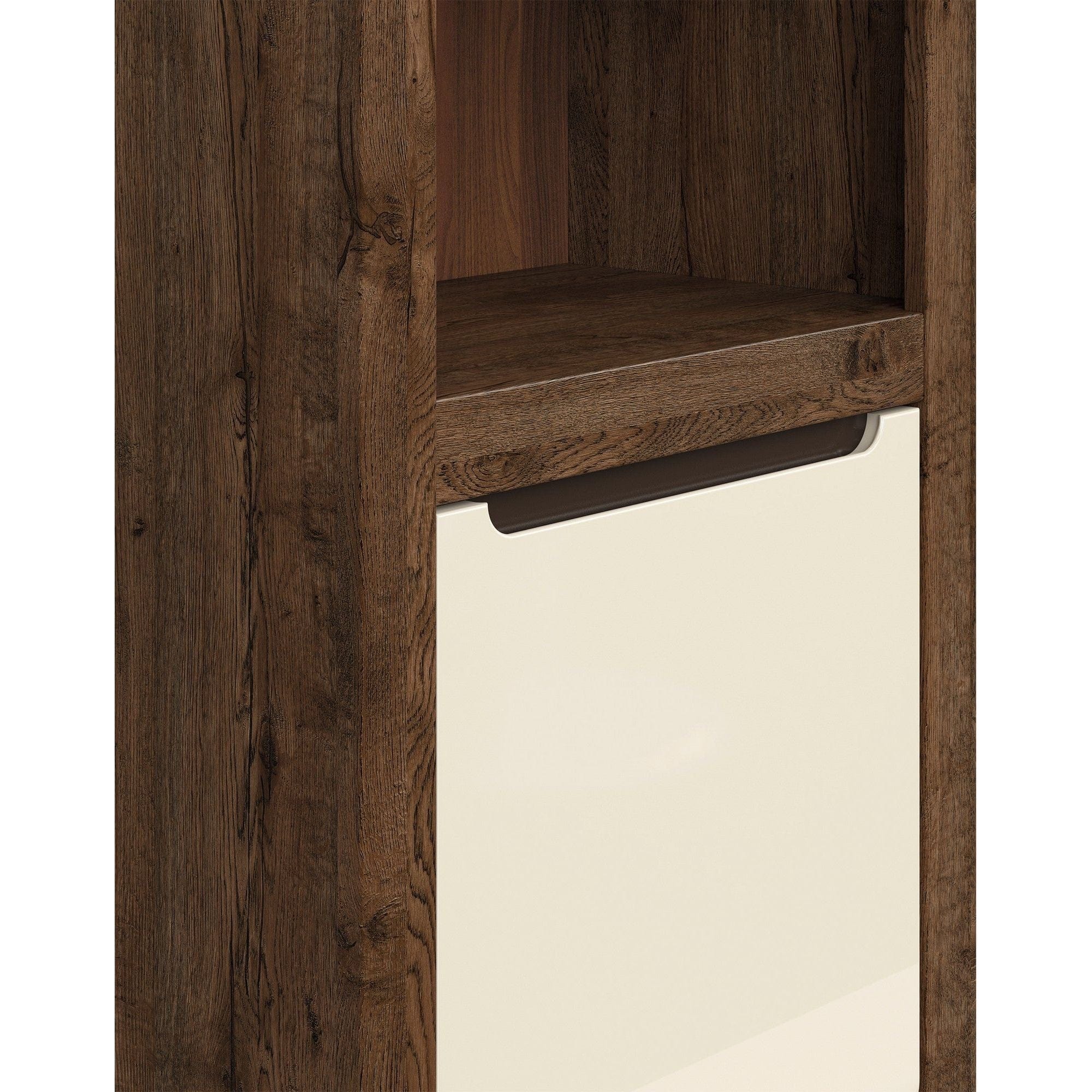 Biblioteca RUSO, stejar inchis/alb perla, PAL, 69x46x205 cm