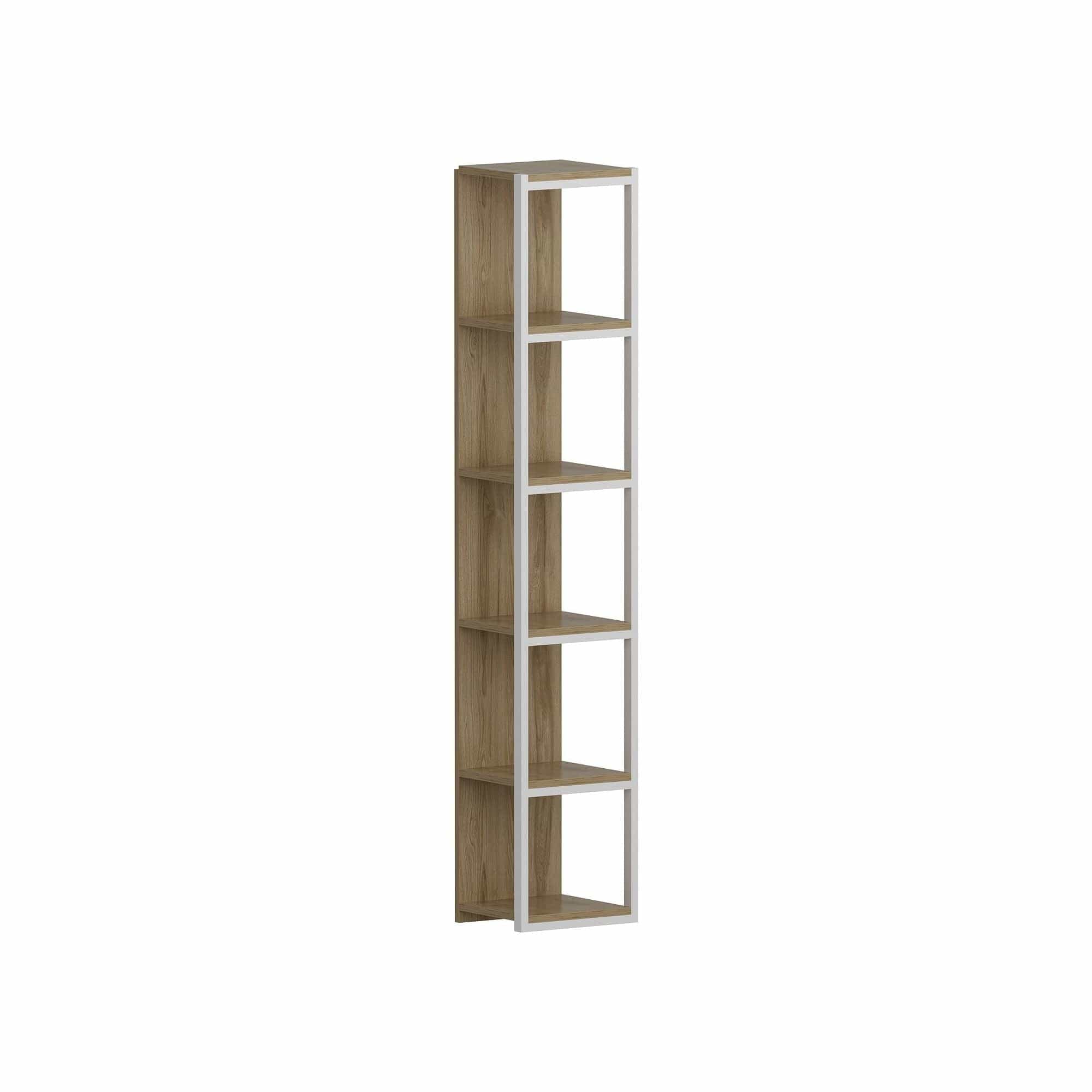 Biblioteca TEXAS, stejar/alb, PAL melaminat/metal, 34x30x180 cm