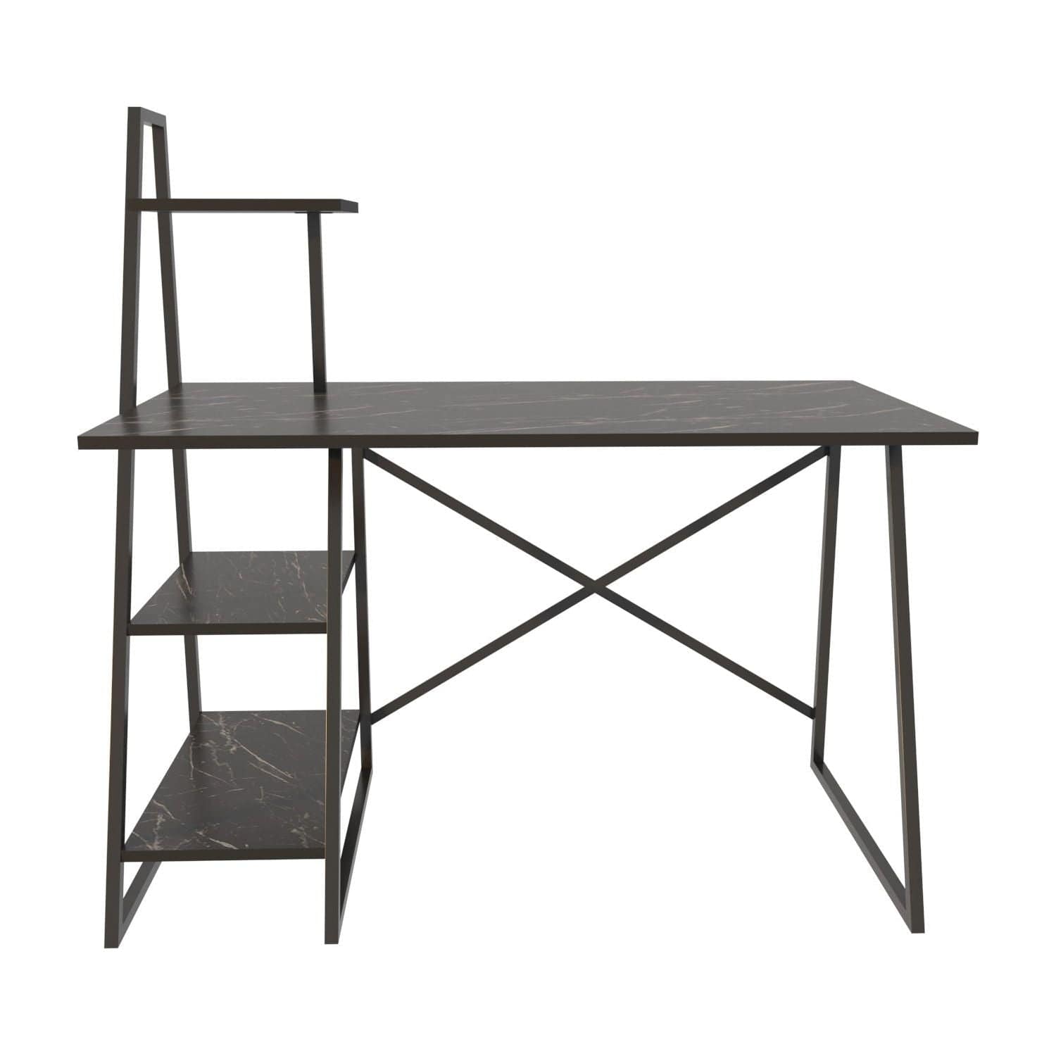 Birou ADMIRA, negru cu efect de marmura, PAL melaminat/metal, 120x60x120 cm