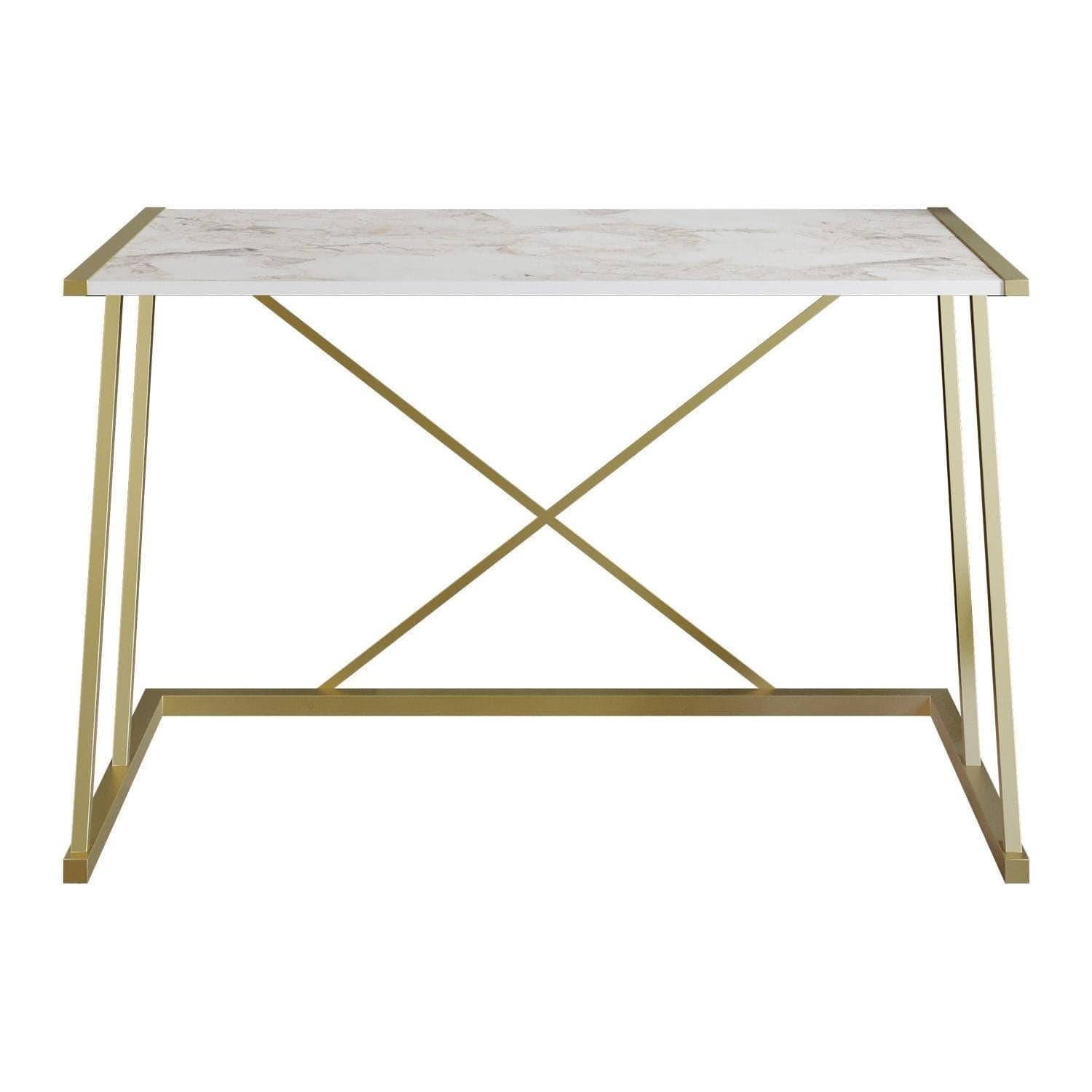 Birou ANEMON, alb/auriu, PAL melaminat/metal, 120x60x75 cm