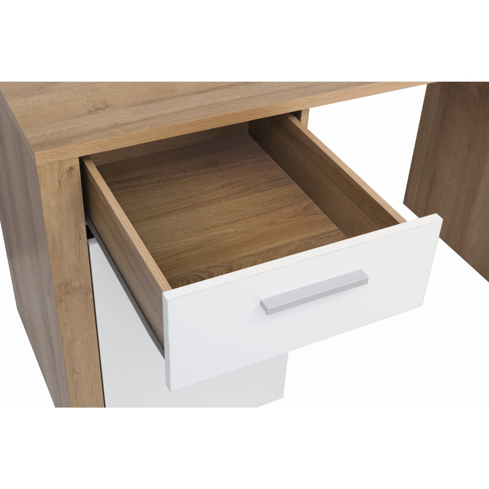 Birou BALDER, stejar/alb, PAL laminat, 120x56x77 cm