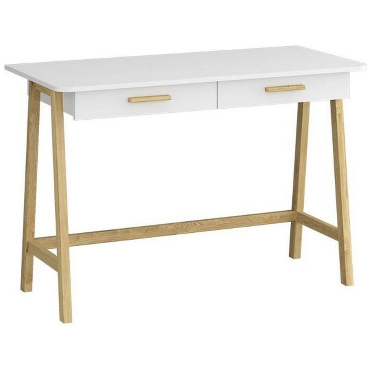 Birou BELLE, stejar/alb, PAL laminat, 120x55x80 cm