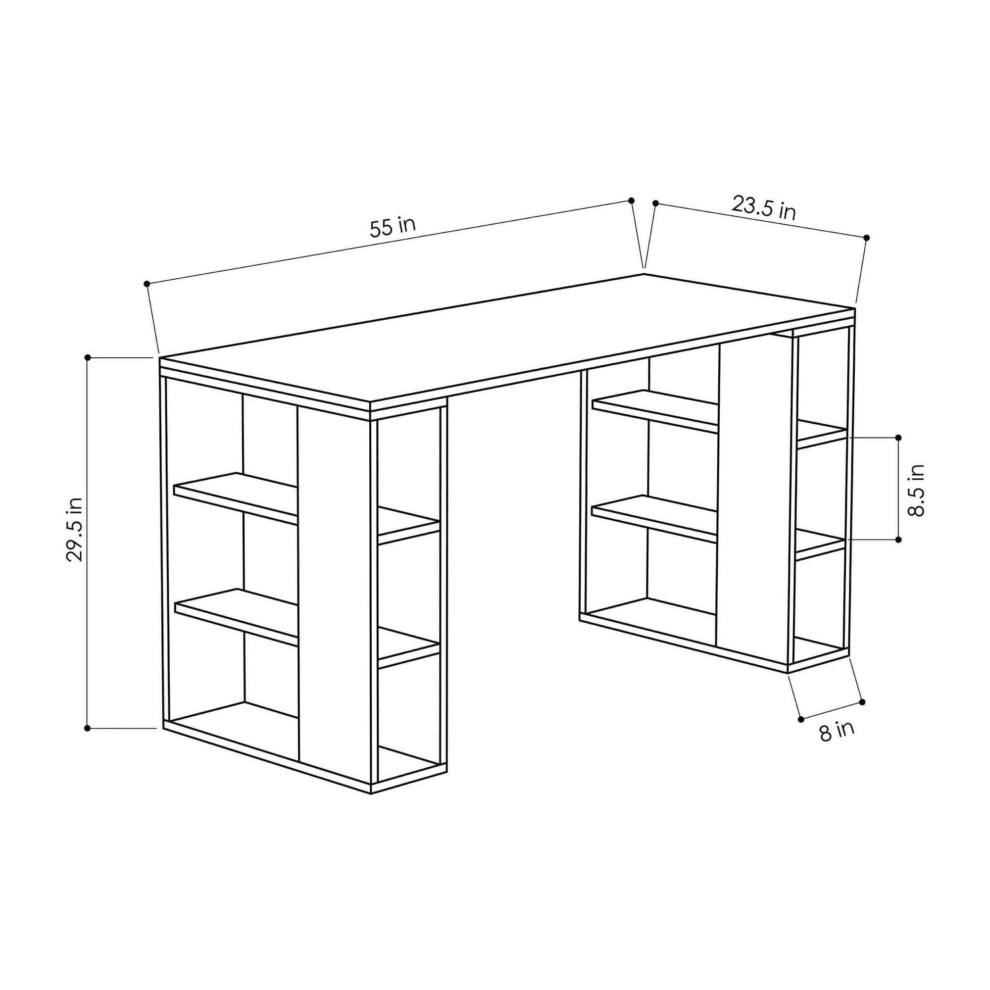 Birou COLMAR, alb/stejar, PAL melaminat, 140x60x75 cm