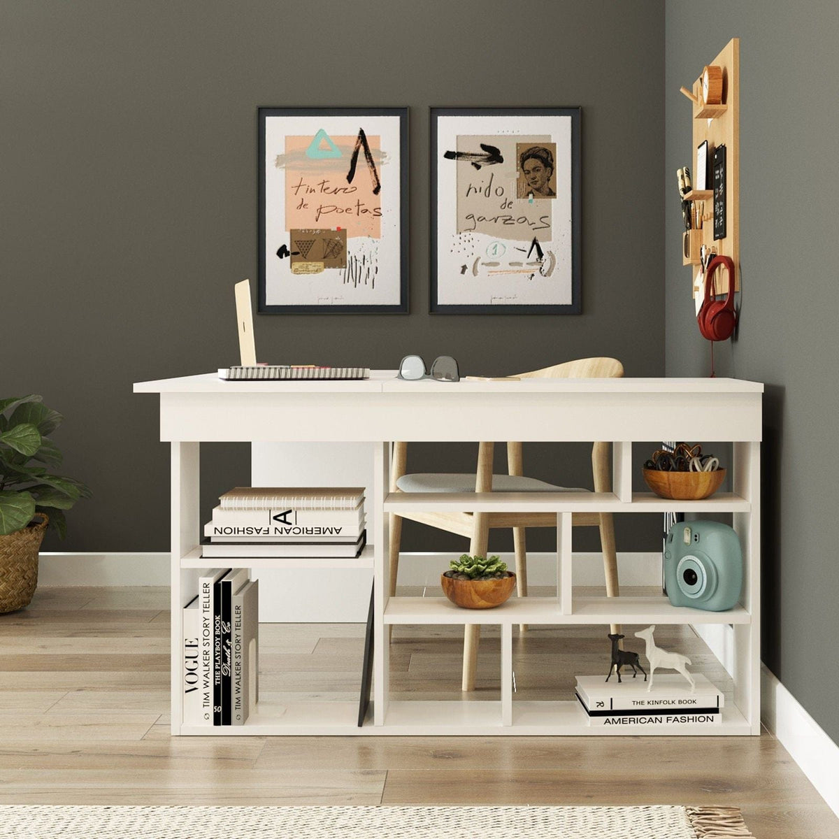 Birou CT5-W, alb, PAL, 129x120x72 cm