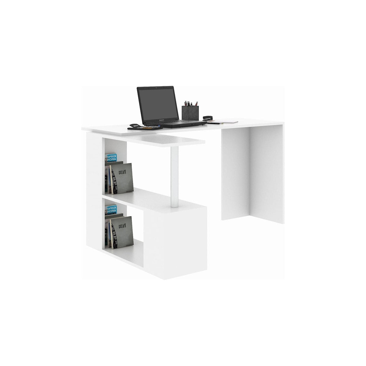 Birou GELINCIK, alb, PAL melaminat, 130x109x74 cm