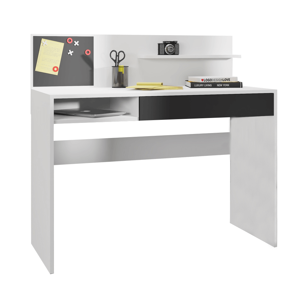 Birou IMAN, alb/negru, PAL melaminat, cu placa magnetica, 110x50x103 cm