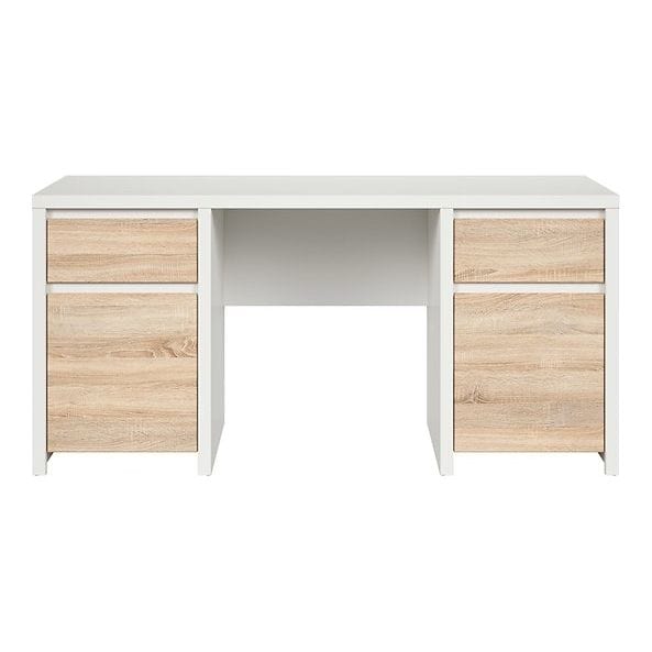 Birou KASPIAN, alb/stejar sonoma, PAL, 160x65x77 cm