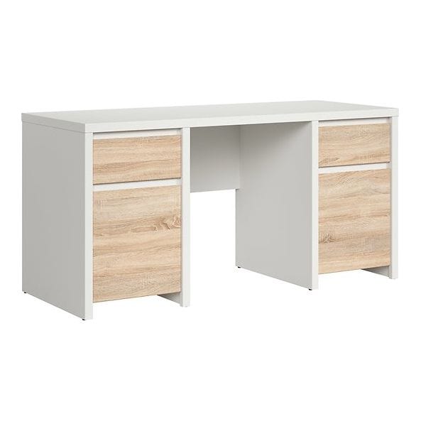 Birou KASPIAN, alb/stejar sonoma, PAL, 160x65x77 cm