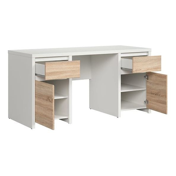 Birou KASPIAN, alb/stejar sonoma, PAL, 160x65x77 cm