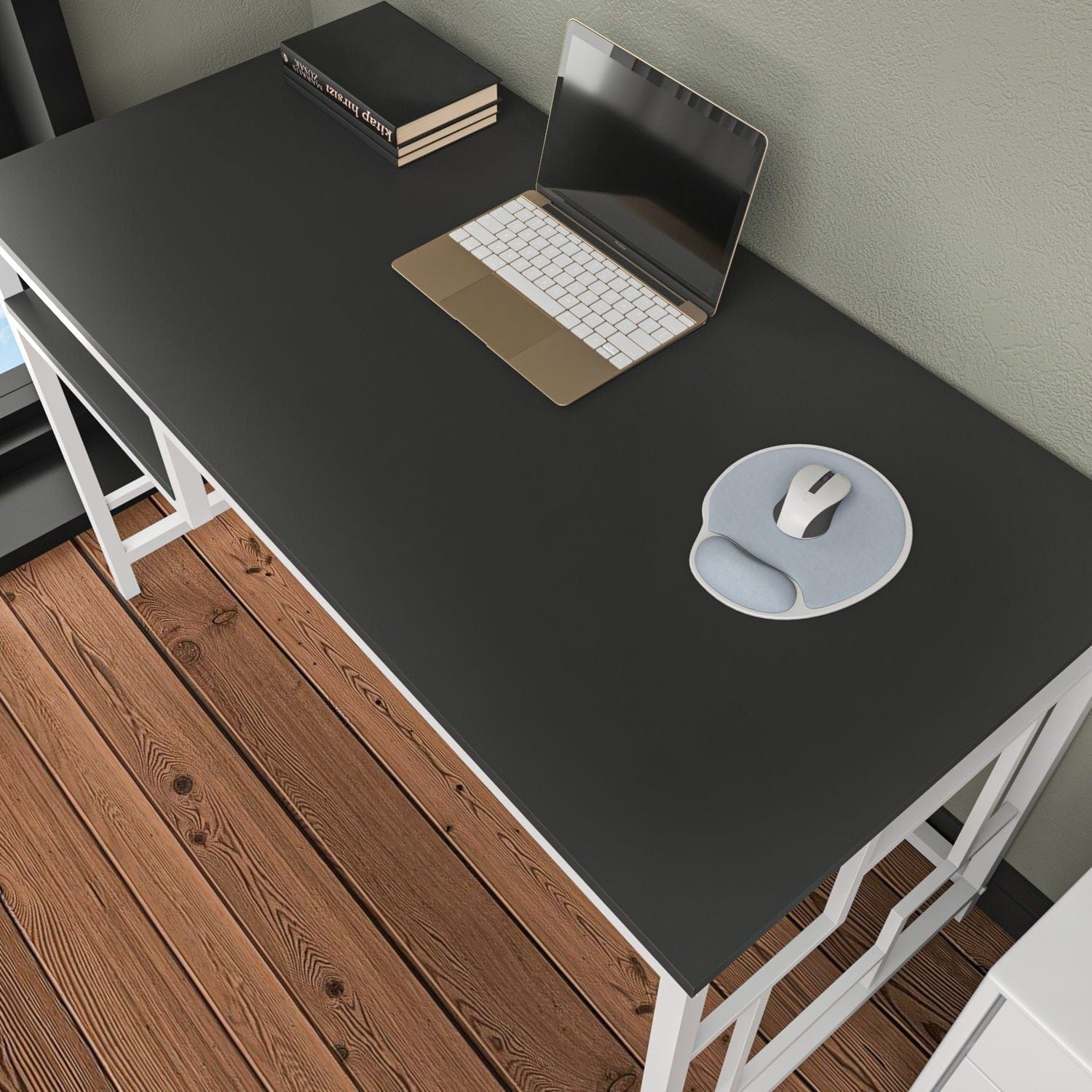 Birou KENNESAW, gri antracit/alb, PAL melaminat/metal, 120x60x75 cm