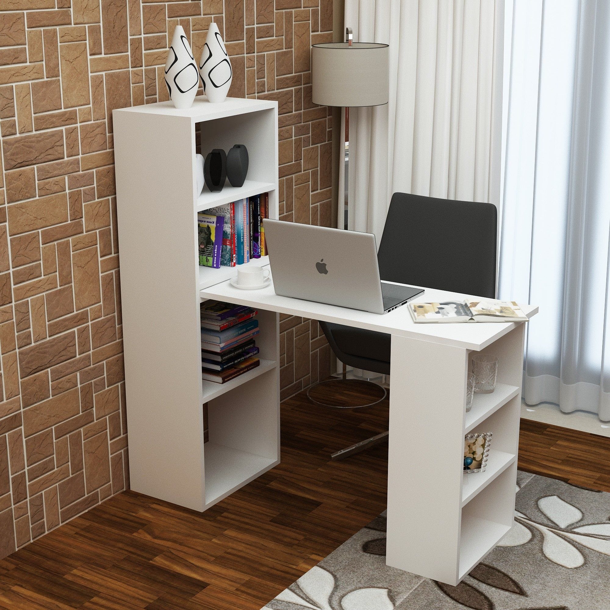 Birou LAST, alb, PAL melaminat, 120x40x123 cm