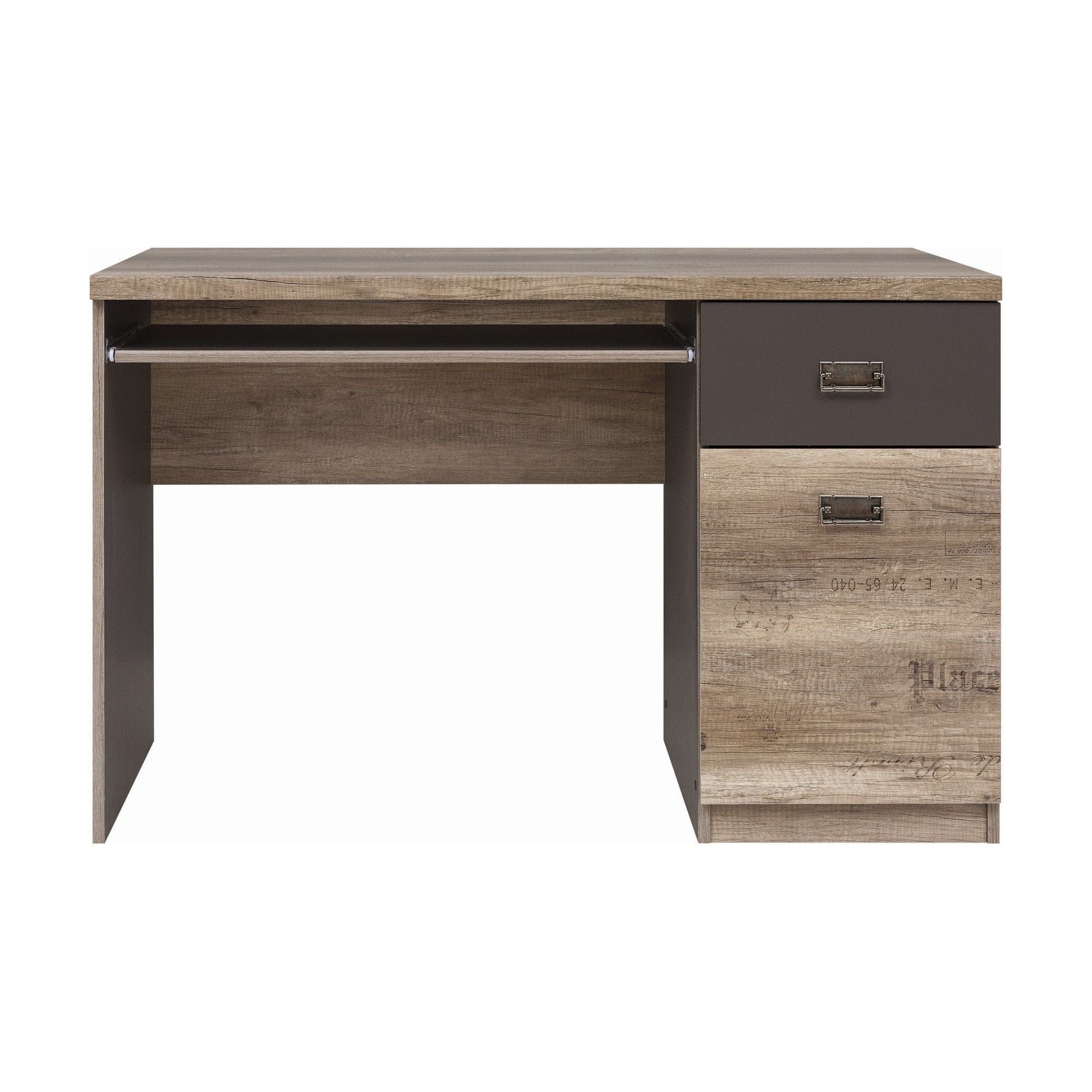 Birou MALCOLM, stejar inchis/gri, PAL, 120x65x76 cm