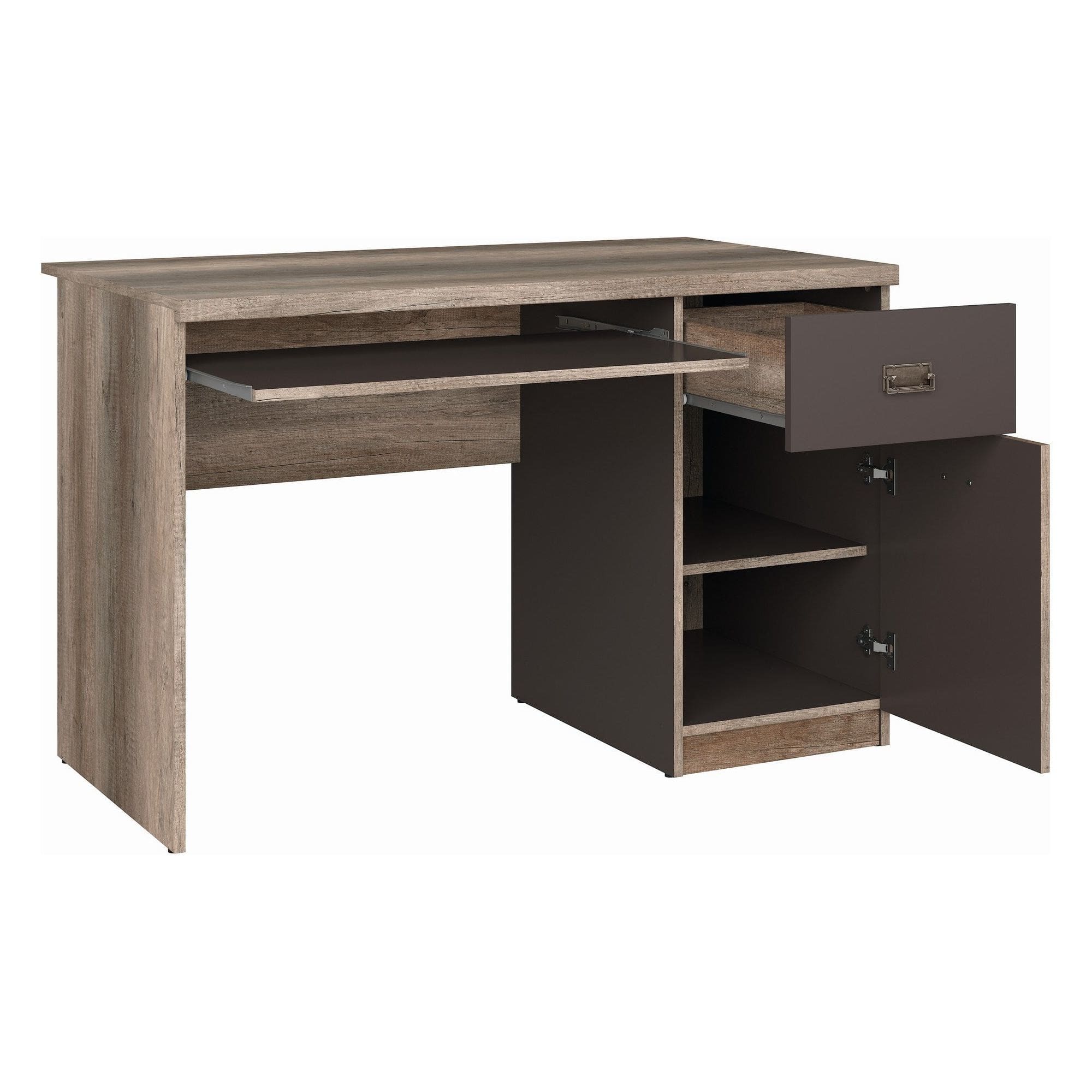 Birou MALCOLM, stejar inchis/gri, PAL, 120x65x76 cm