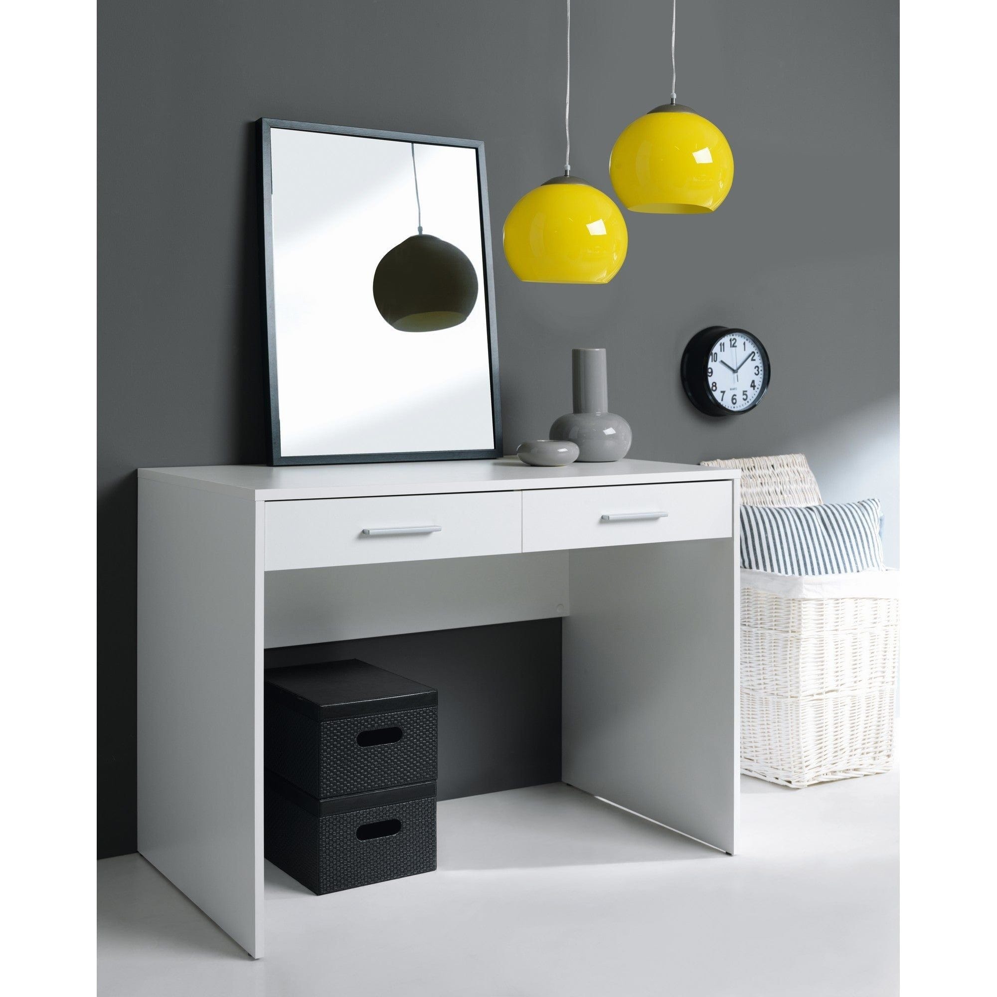 Birou NEPO PLUS, alb, PAL laminat, cu 2 sertare, 100x59x76 cm