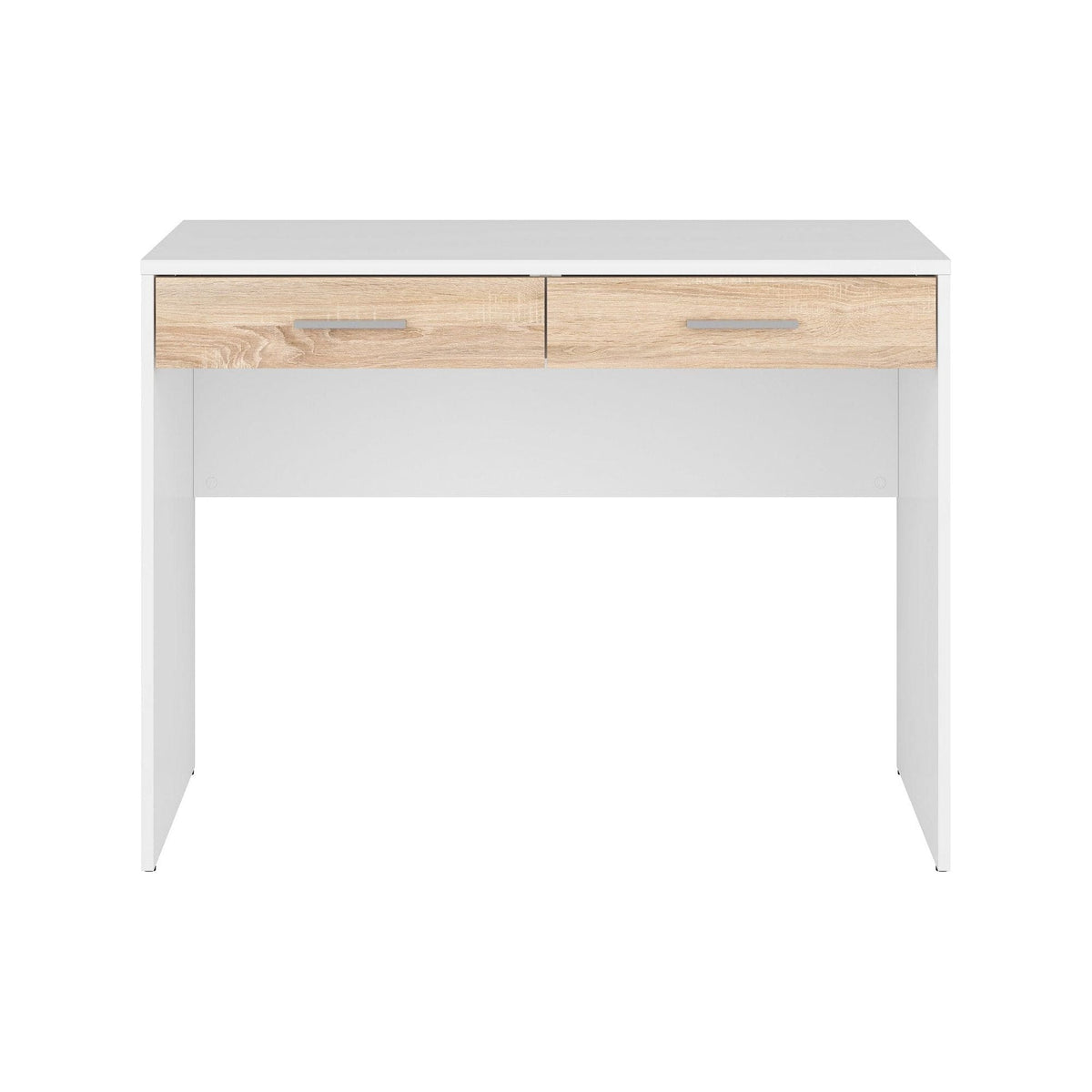 Birou Nepo Plus, alb/stejar, PAL laminat, 100x59x76 cm