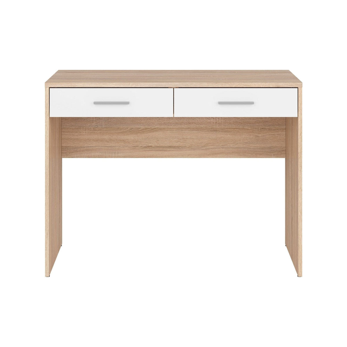Birou NEPO PLUS, stejar sonoma/alb, PAL laminat, cu 2 sertare, 100x59x76 cm
