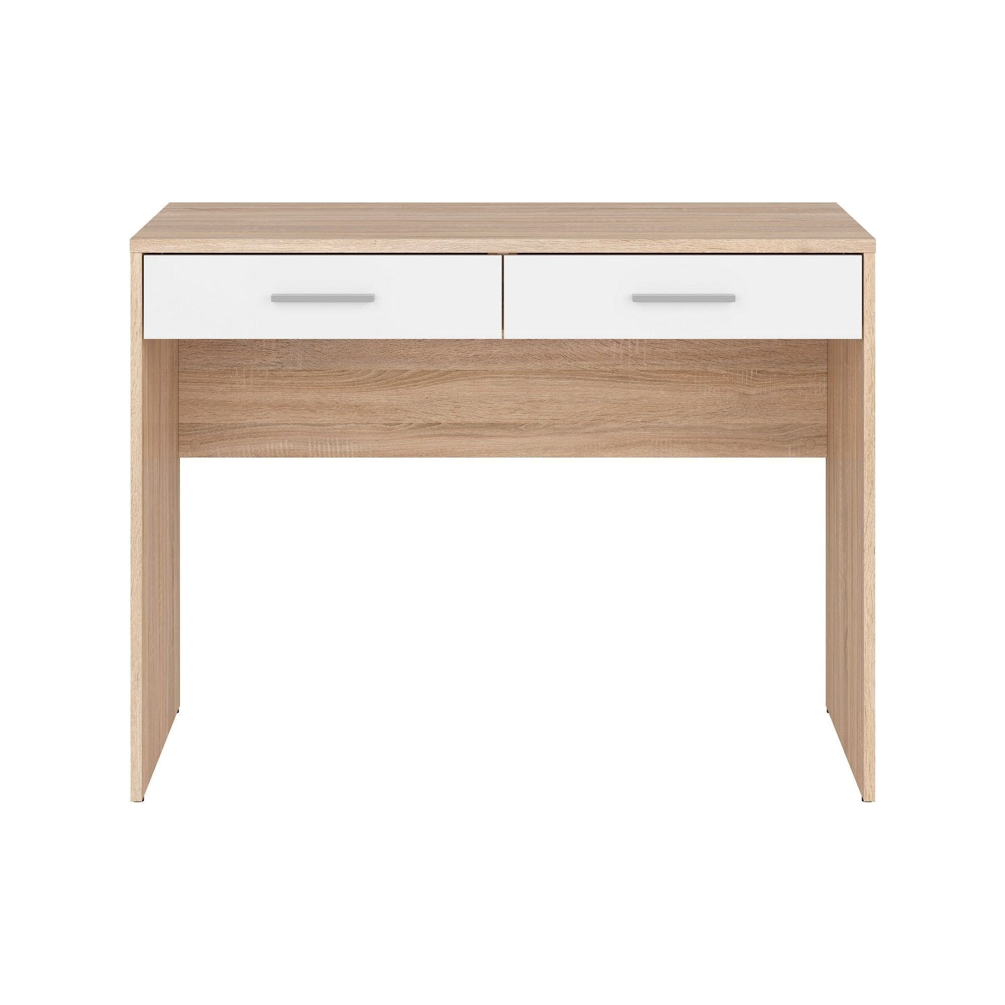 Birou NEPO PLUS, stejar sonoma/alb, PAL laminat, cu 2 sertare, 100x59x76 cm