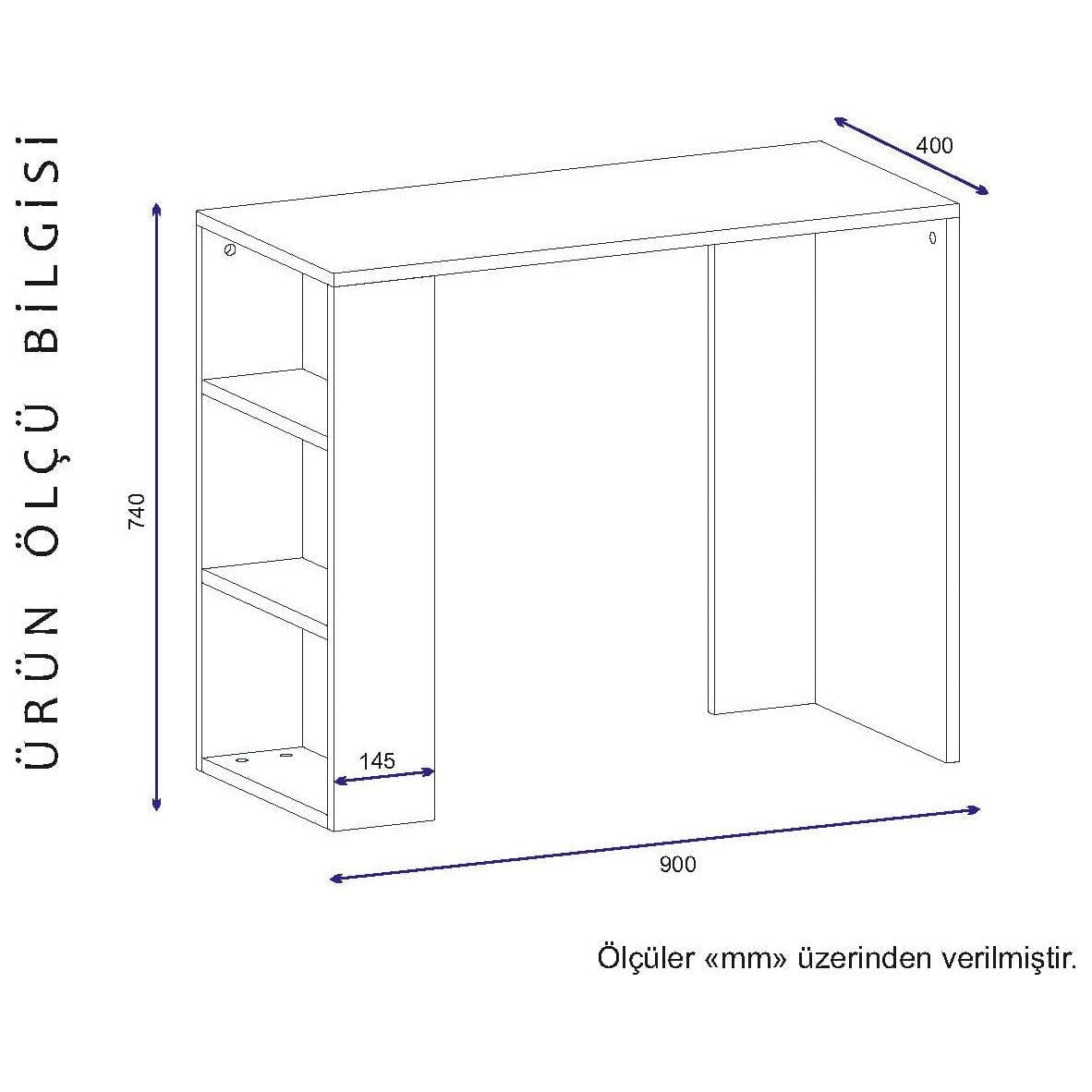 Birou NETENYA, alb, PAL melaminat, 90x40x74 cm