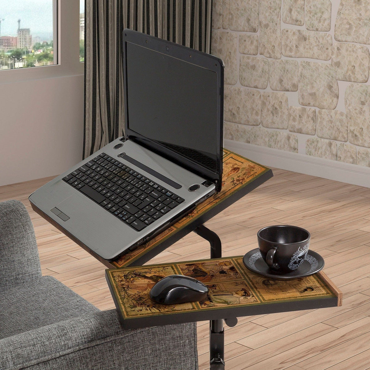 Birou pentru laptop GLEN 732, nuc/negru, PAL melaminat/metal, 67x46x87 cm