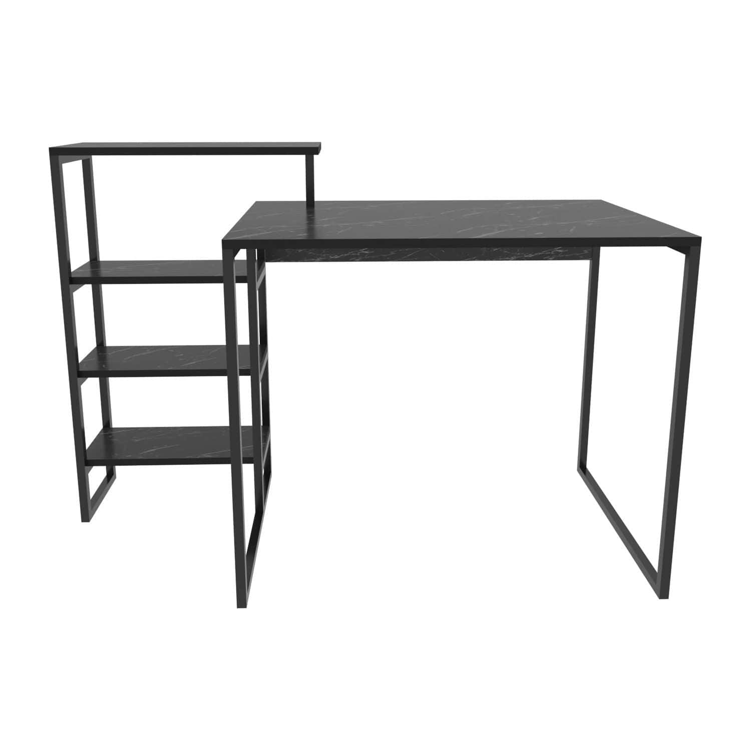 Birou RINO, negru cu efect de marmura, negru, PAL melaminat/metal, 133x60x77 cm