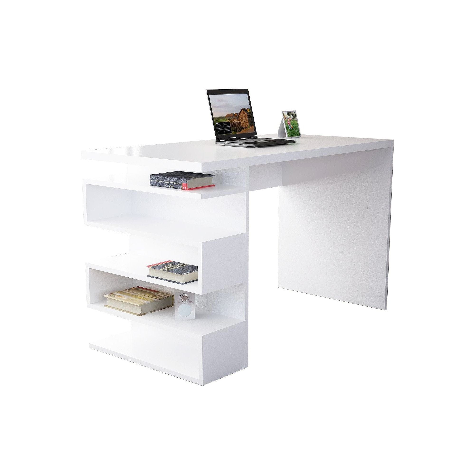 Birou SNAKE, alb, PAL melaminat, 120x60x75 cm