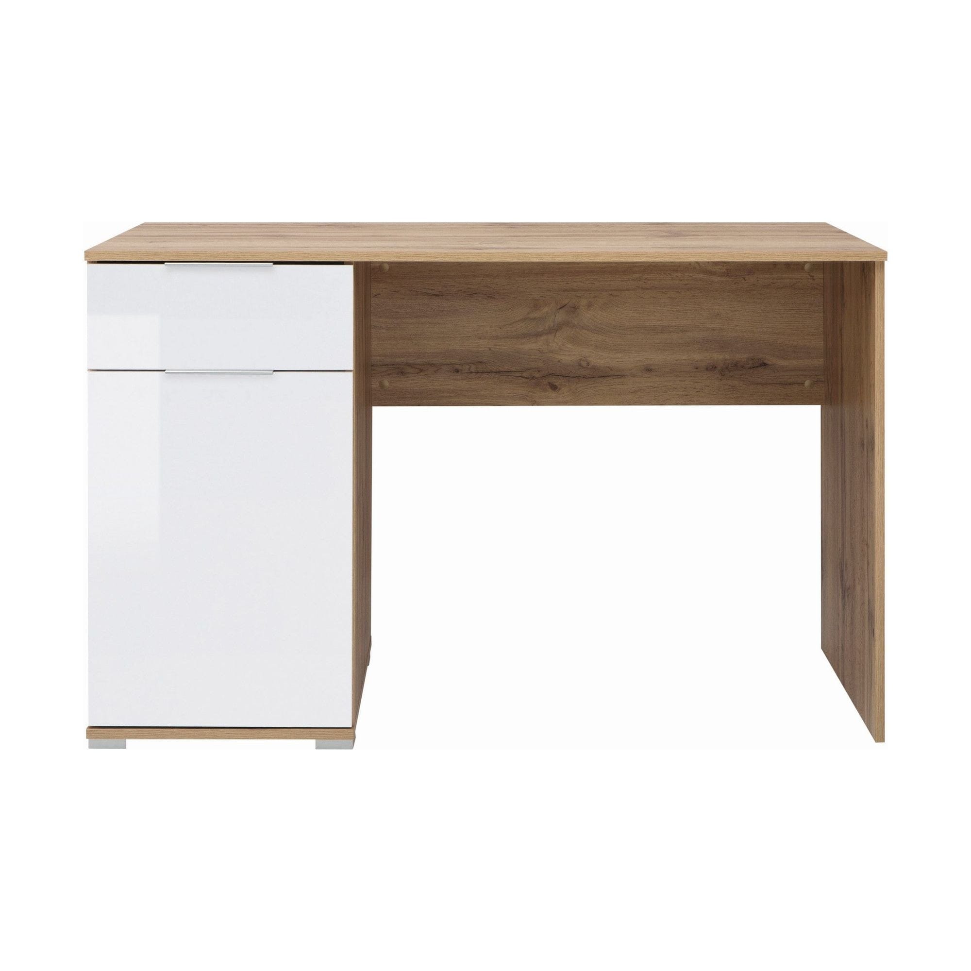 Birou ZELE, stejar wotan/alb, PAL laminat, 120x60x76 cm