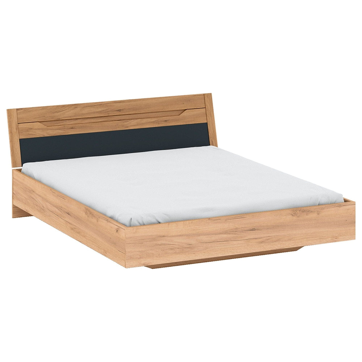 Cadru pat FIDEL 160x200, stejar artisan/gri grafit, PAL/metal