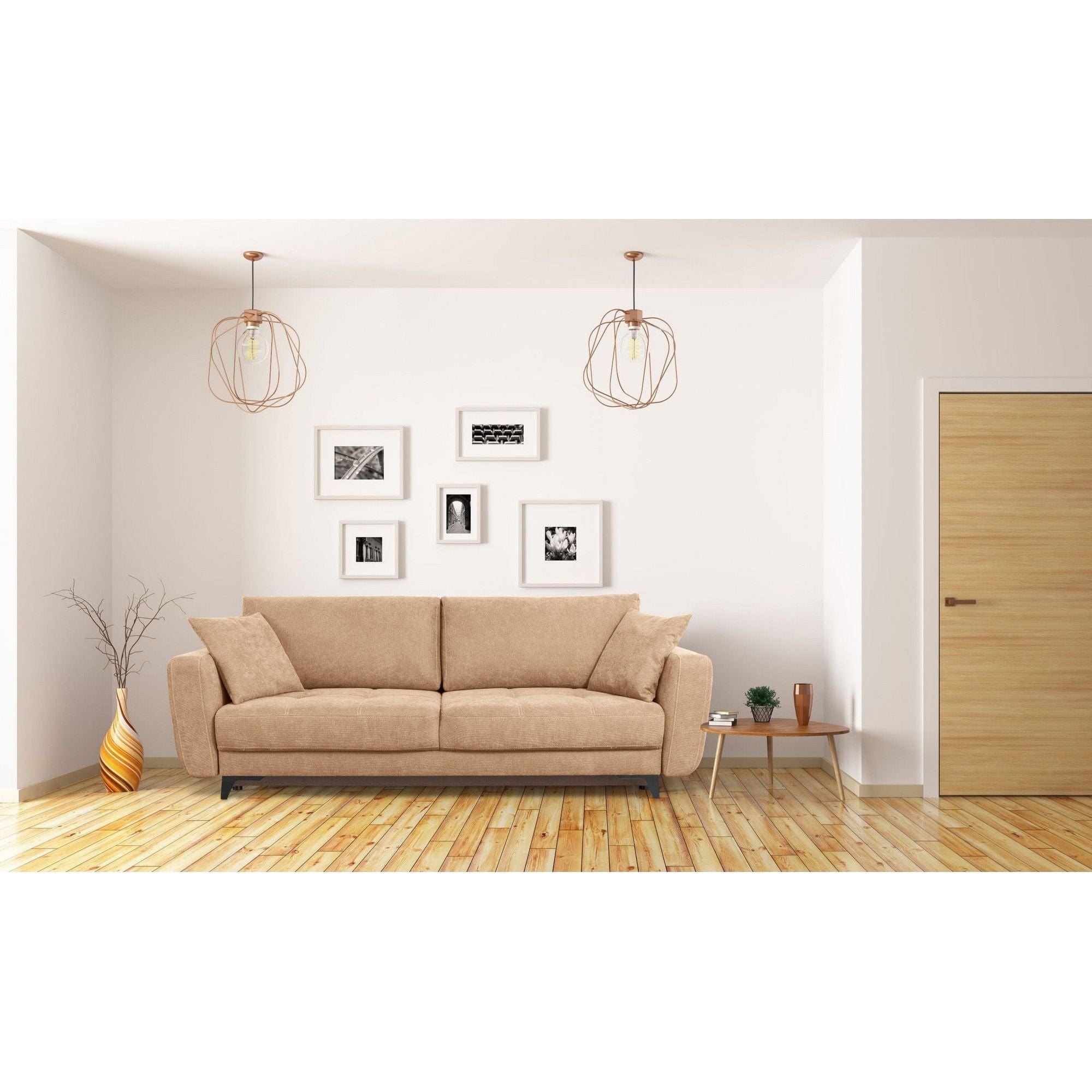 Canapea extensibila KARISA, stofa bej - Element 6, cu spatiu depozitare, 246x111x93 cm