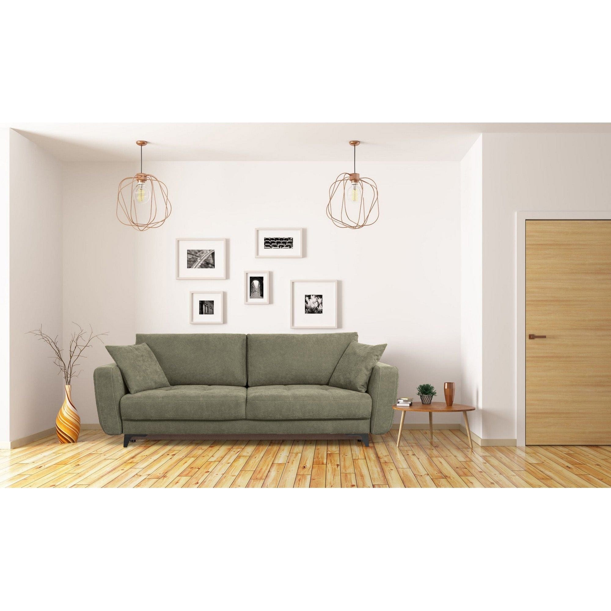 Canapea extensibila KARISA, stofa verde - Element 11, cu spatiu depozitare, 246x111x93 cm