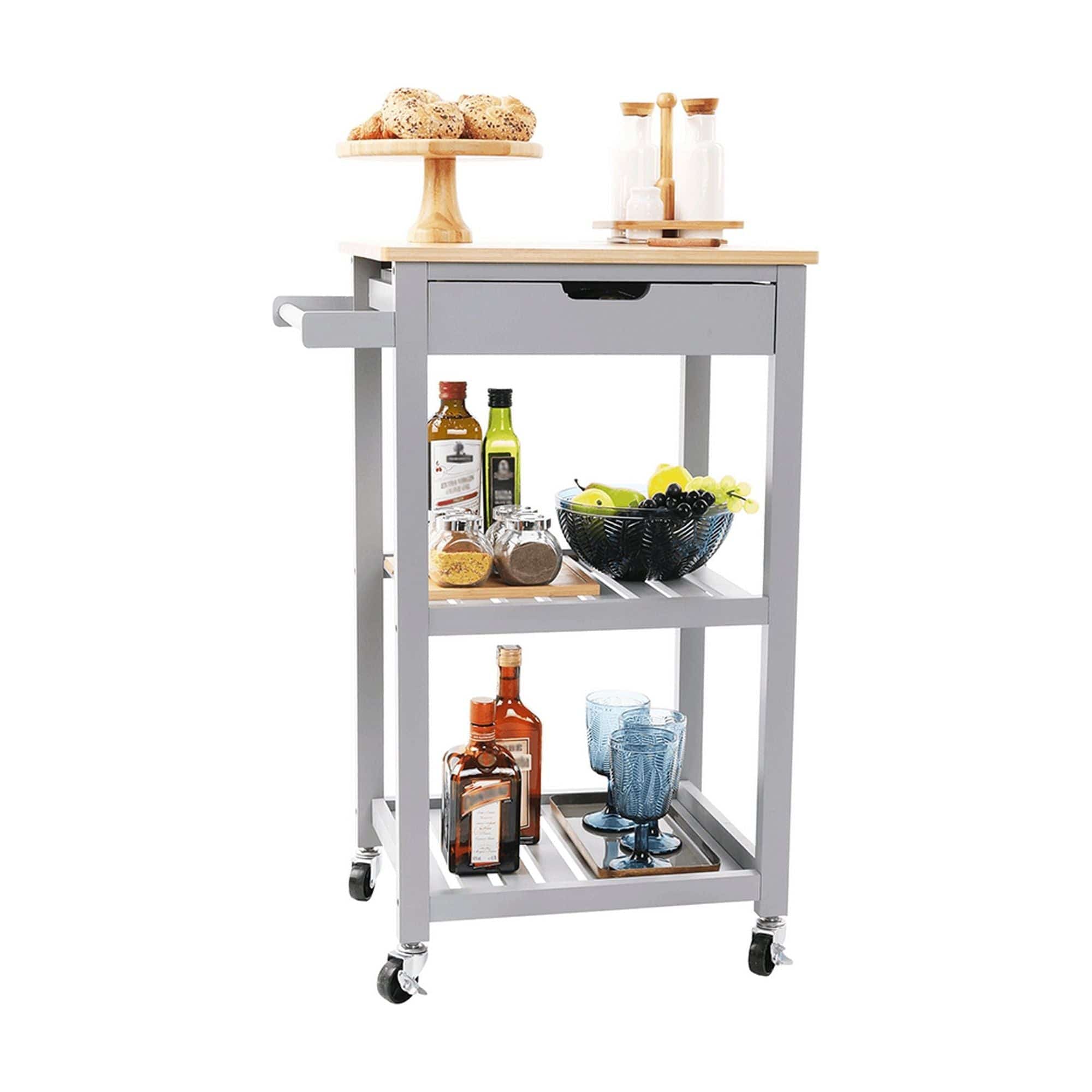 Carucior servire ARETE, gri/stejar, 59x40x86 cm