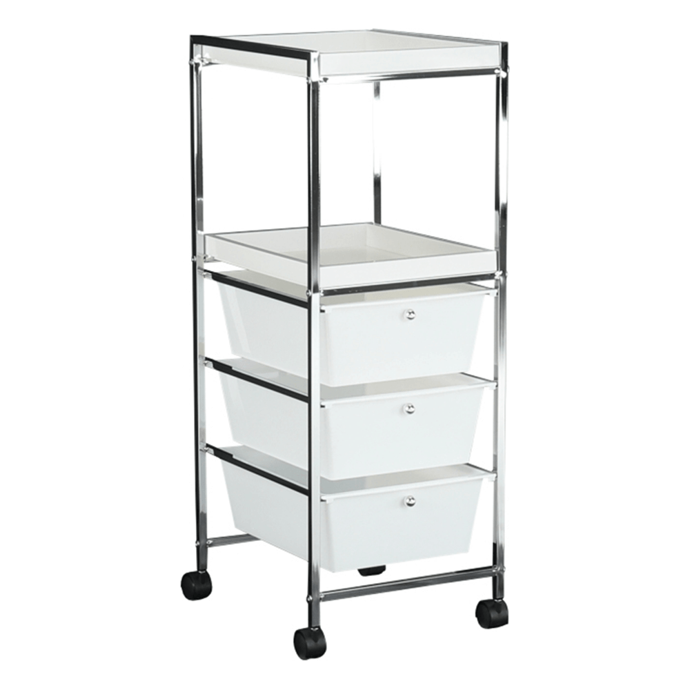 Carucior servire CORFU, alb/crom, plastic/metal, 31x37x86 cm