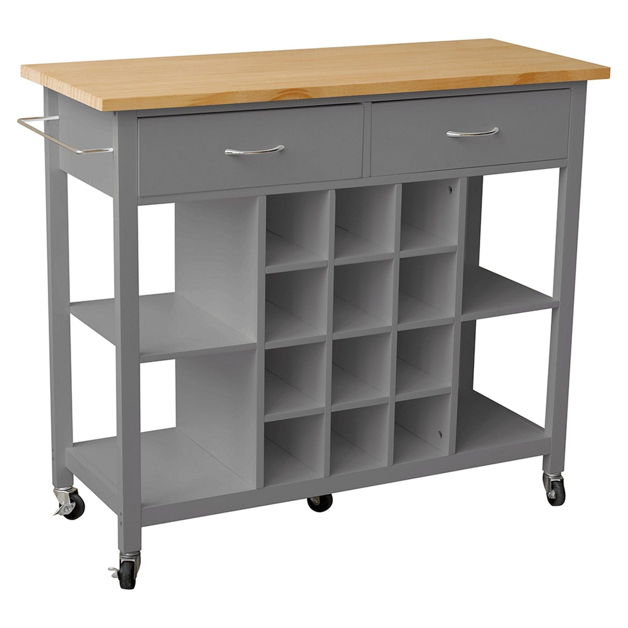 Carucior servire DILIA, gri inchis/stejar, 100x40x85 cm