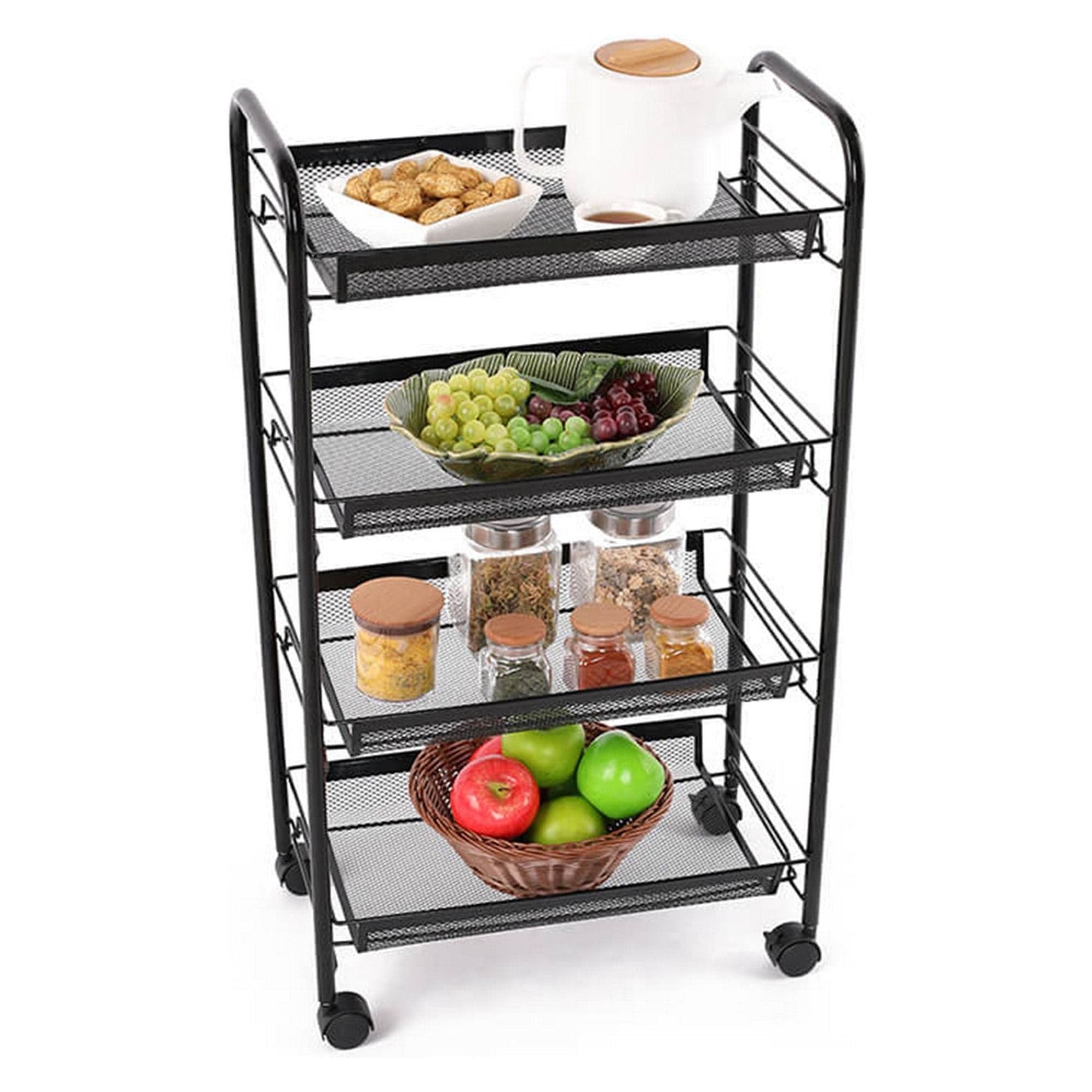 Carucior servire MYRIS, negru, metal/plastic, 48x27x84 cm