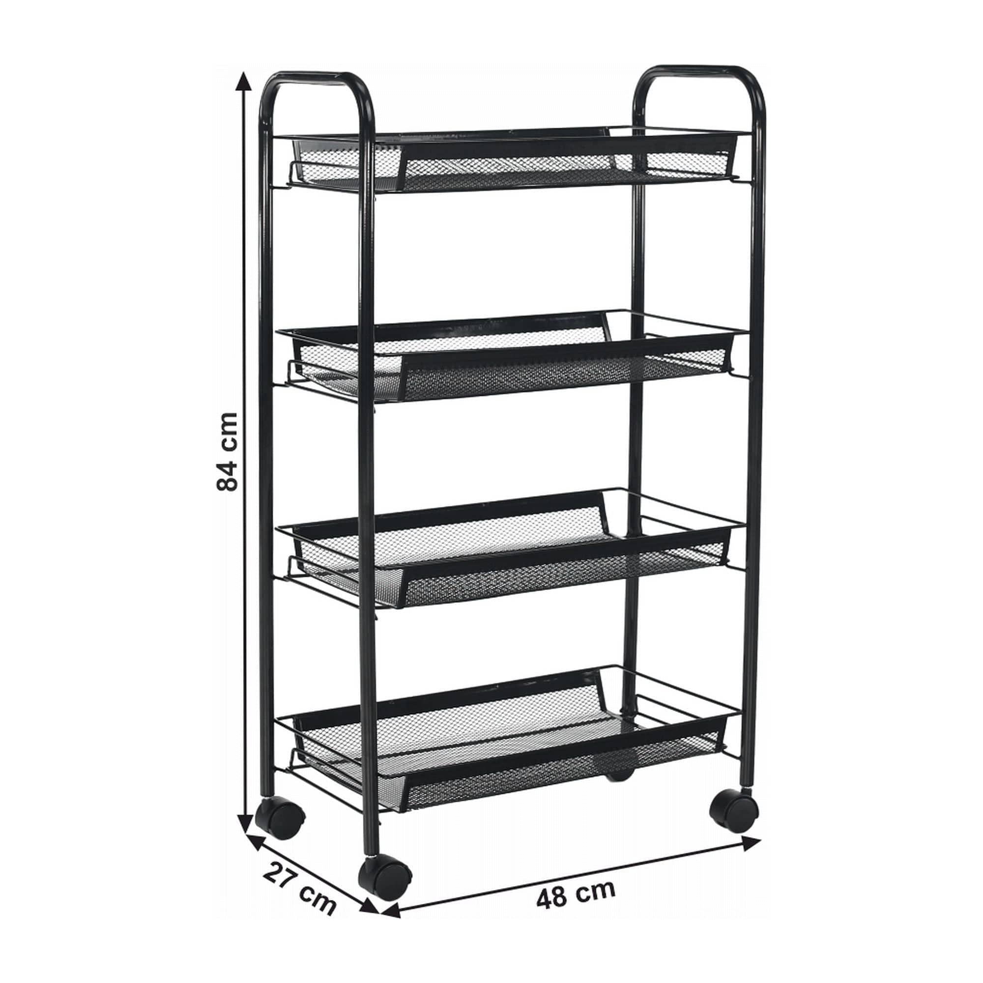 Carucior servire MYRIS, negru, metal/plastic, 48x27x84 cm