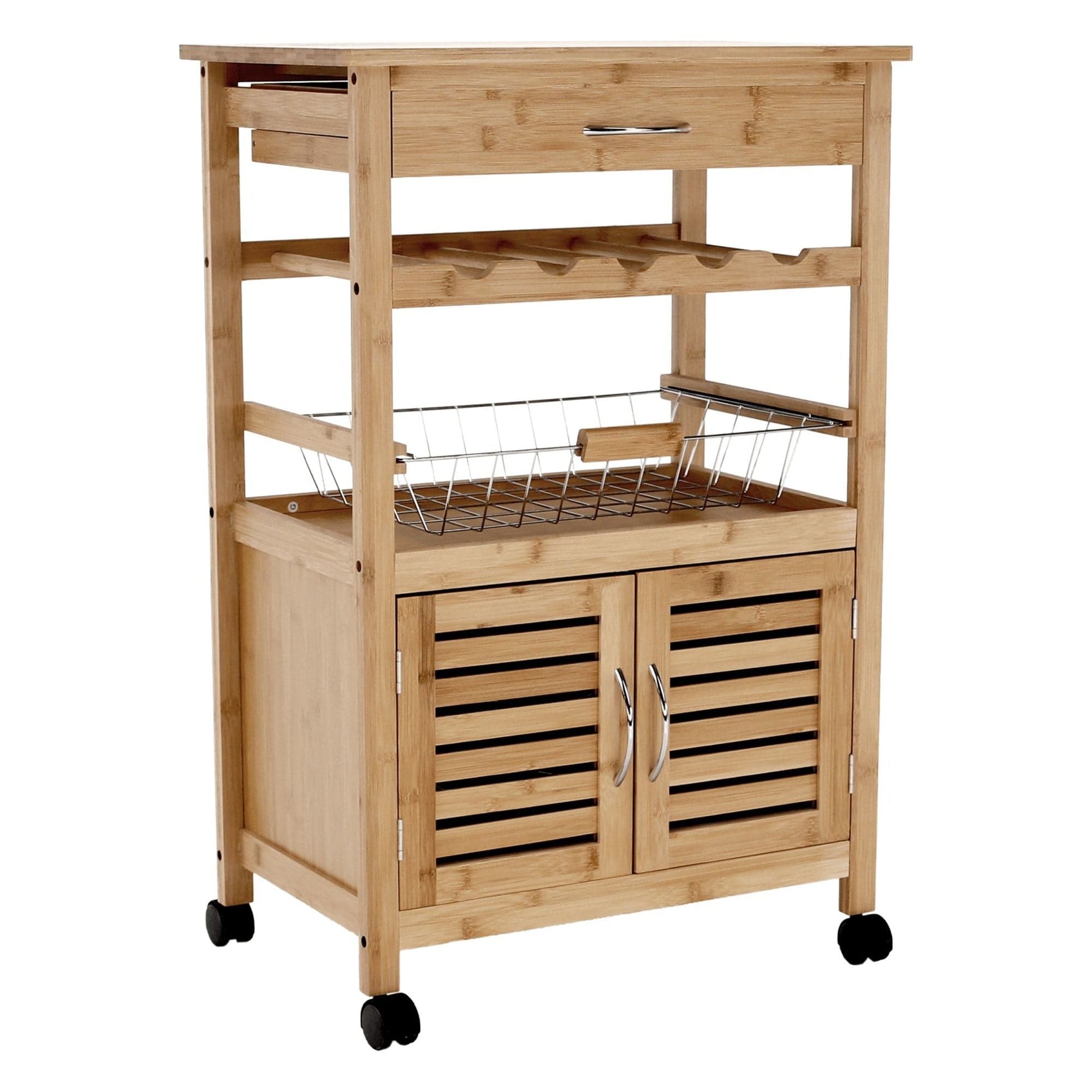 Carucior servire NAVID, stejar, bambus, 56x36x85 cm