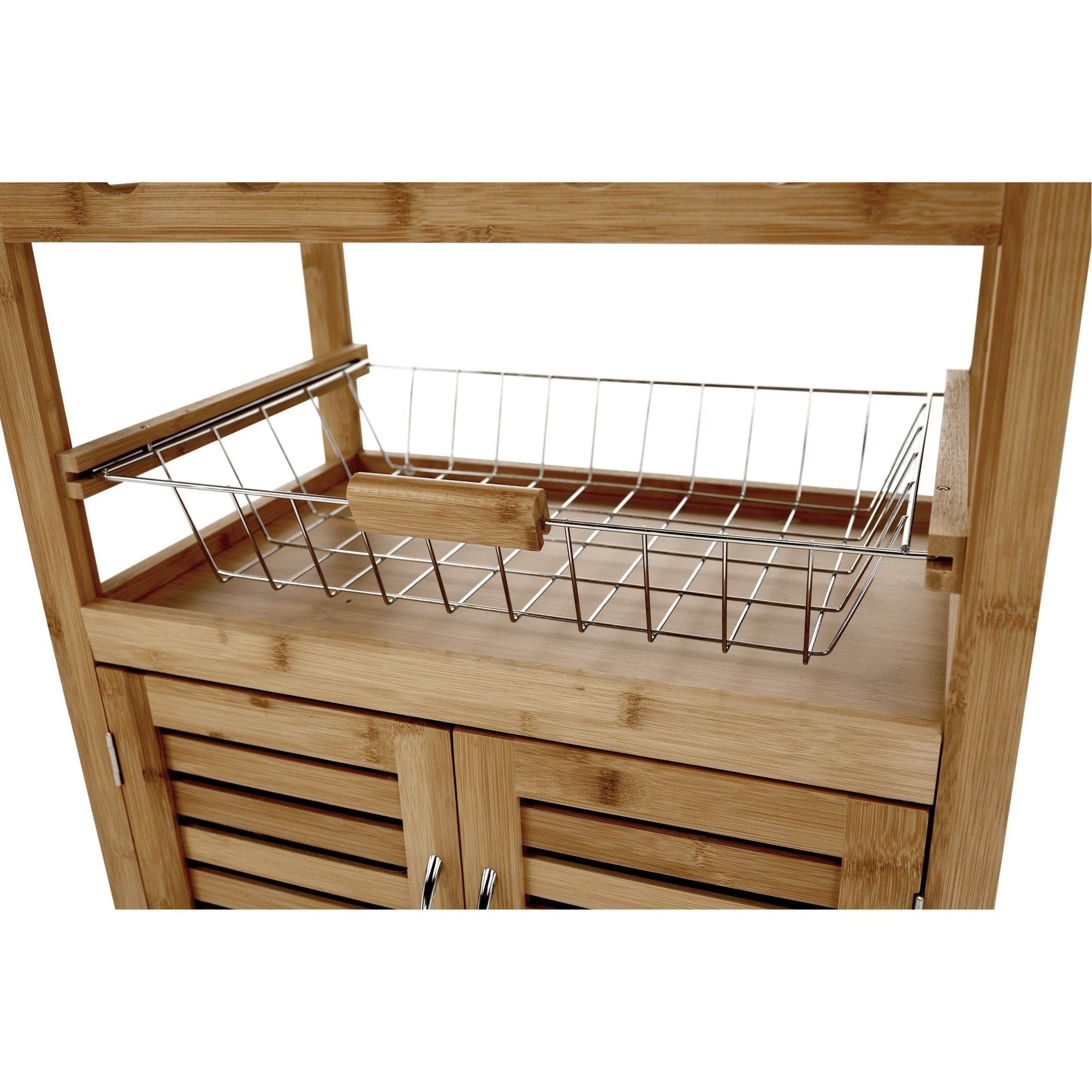 Carucior servire NAVID, stejar, bambus, 56x36x85 cm