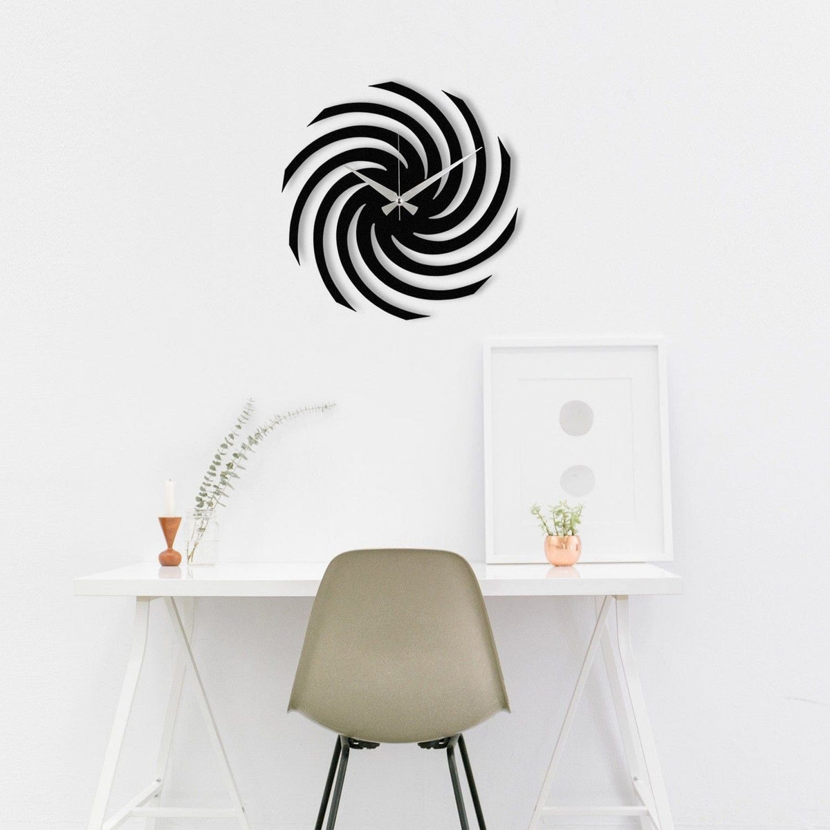 Ceas de perete Enzoclock S023, metal, negru, 48 x 48 cm