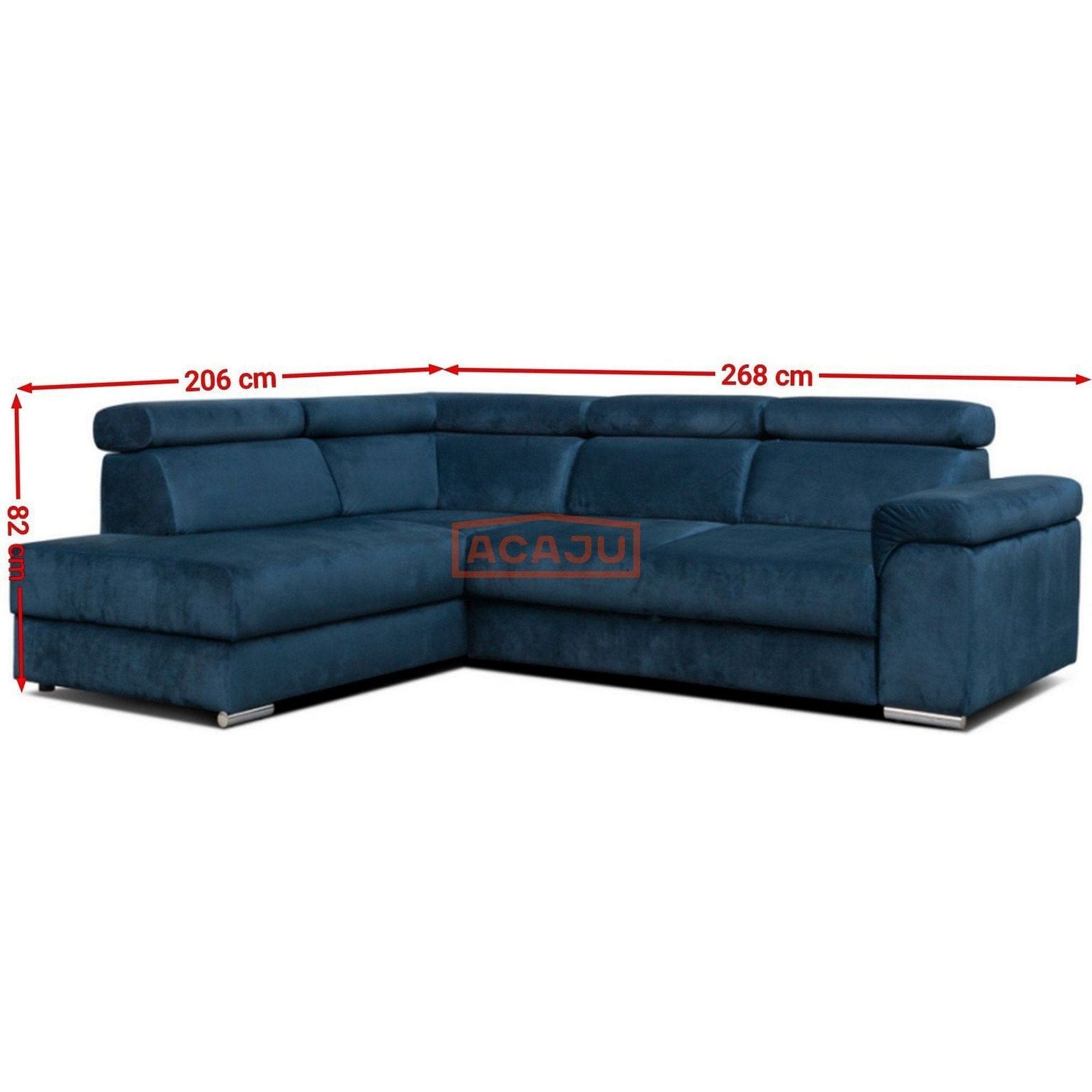 Coltar extensibil CARLO L, personalizabil materiale gama Platinium, cu lada depozitare si tetiere reglabile, 268x206x82 cm