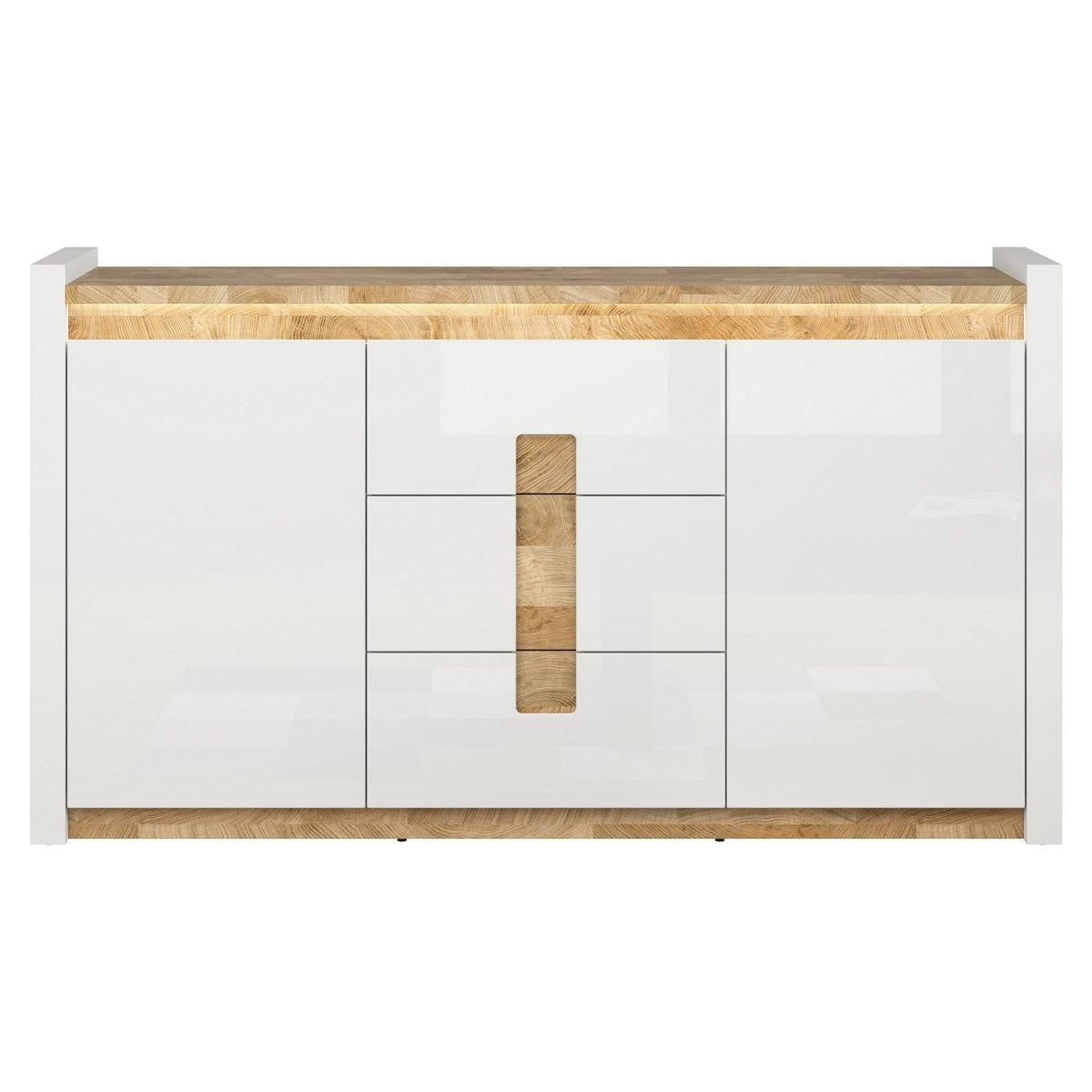Comoda ALAMEDA, alb/stejar, PAL, 172x41x97 cm