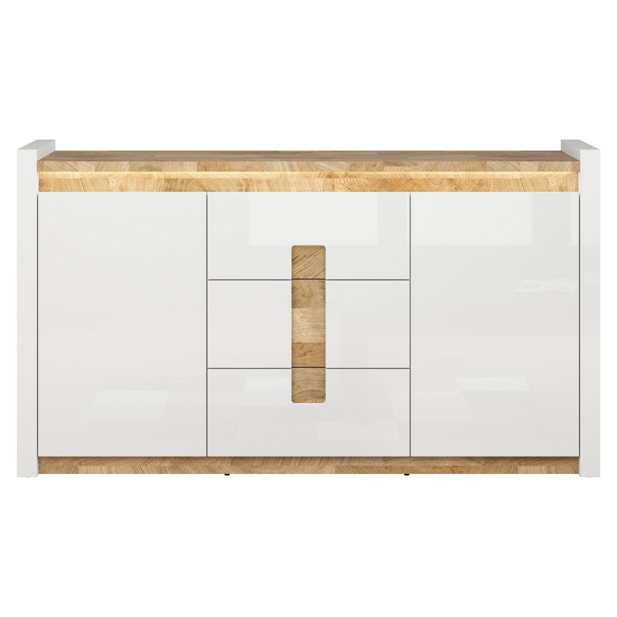 Comoda ALAMEDA, alb/stejar, PAL, 172x41x97 cm