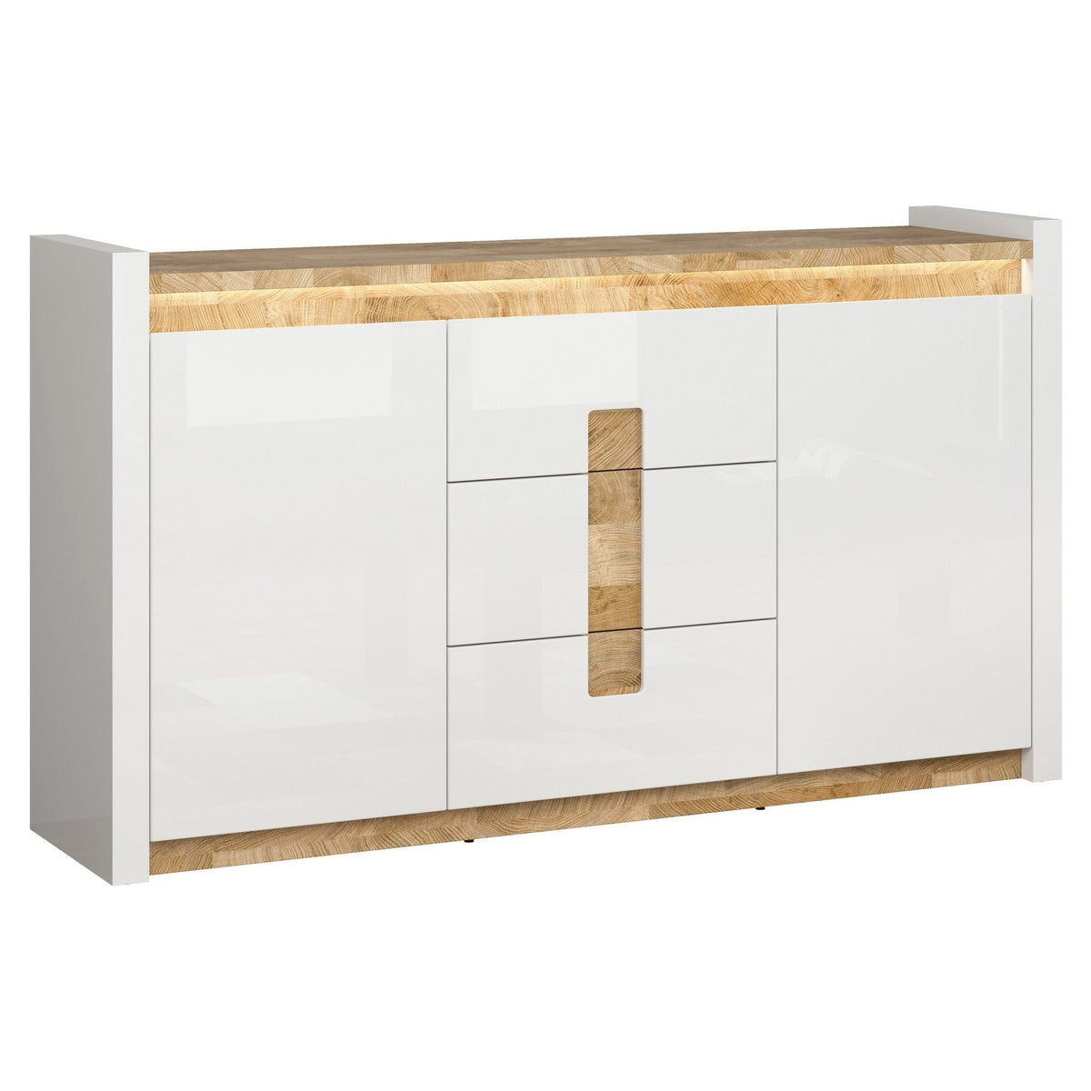 Comoda ALAMEDA, alb/stejar, PAL, 172x41x97 cm