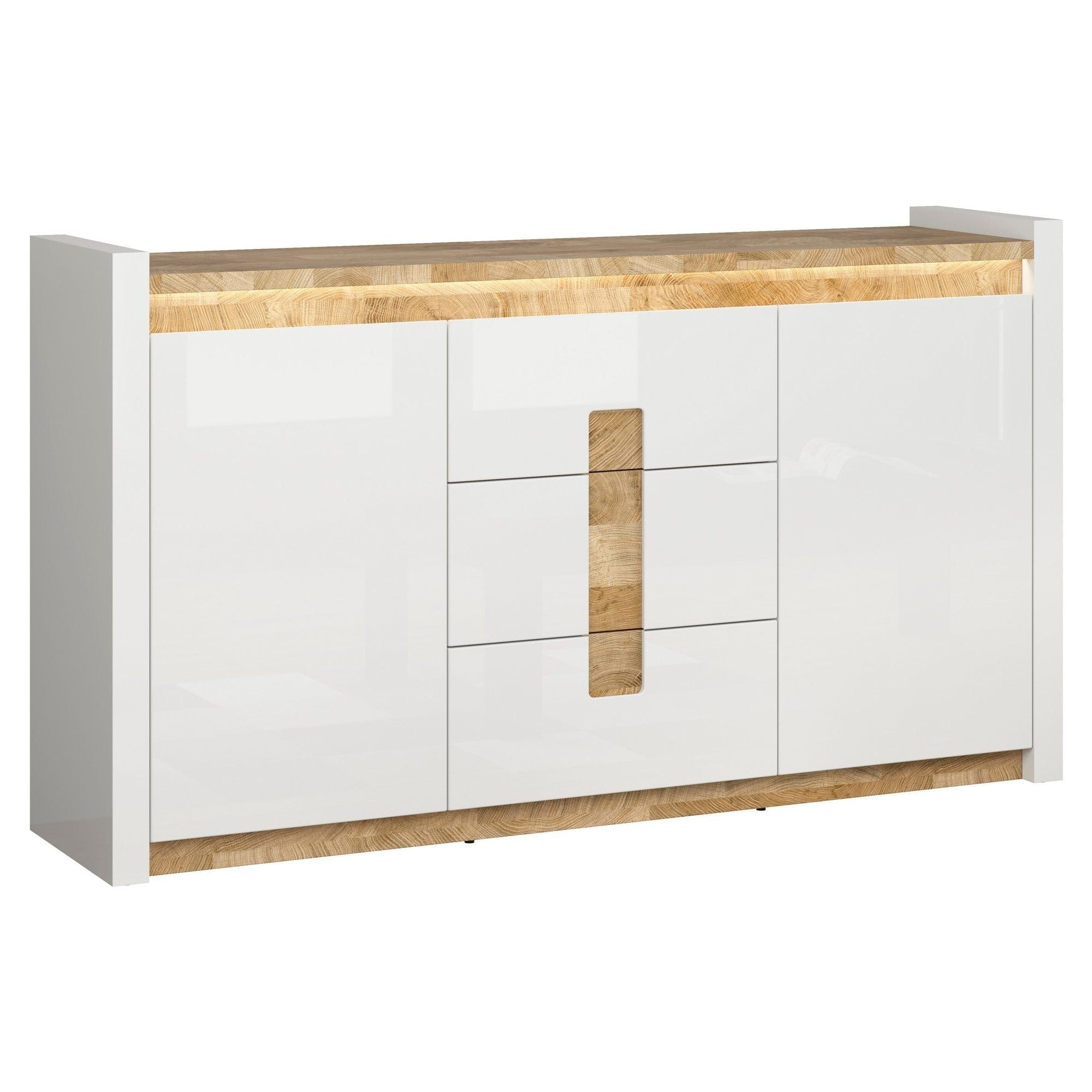 Comoda ALAMEDA, alb/stejar, PAL, 172x41x97 cm