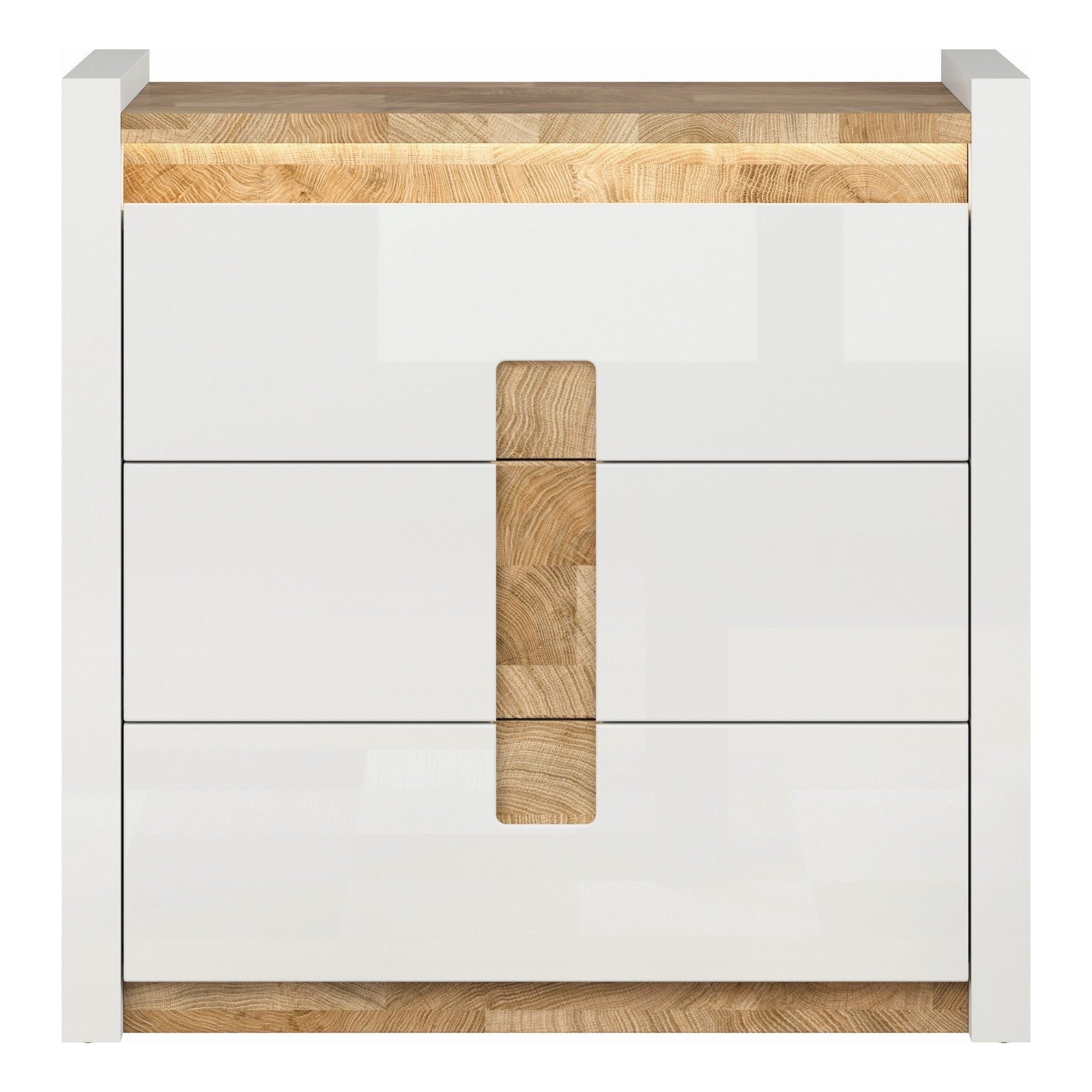 Comoda ALAMEDA, alb/stejar, PAL, 97x41x97 cm