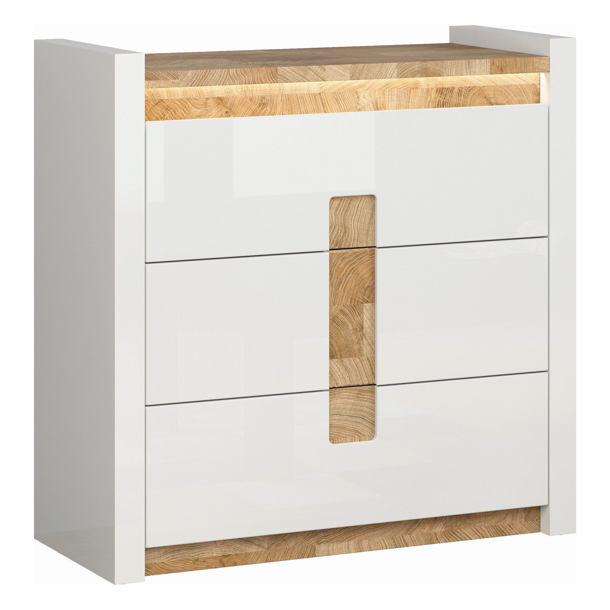 Comoda ALAMEDA, alb/stejar, PAL, 97x41x97 cm