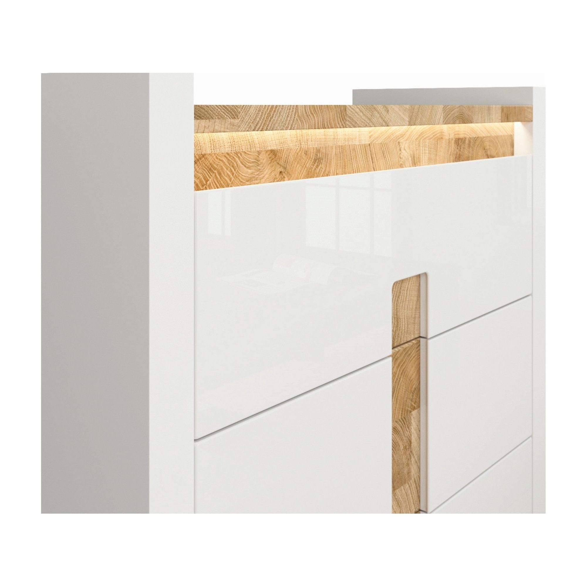 Comoda ALAMEDA, alb/stejar, PAL, 97x41x97 cm