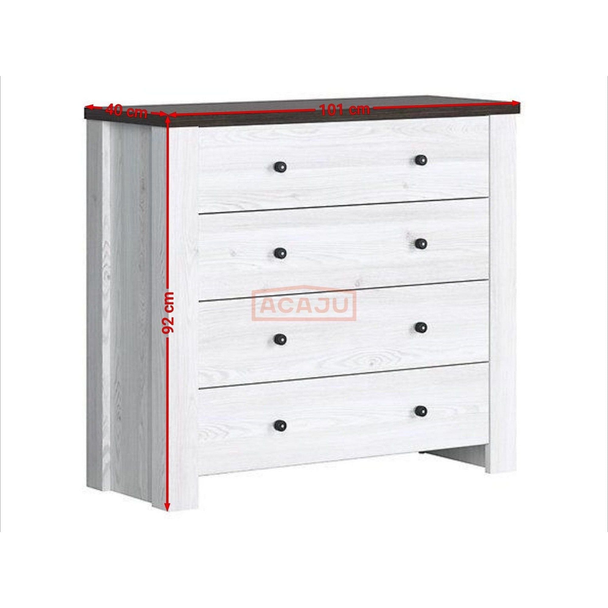 Comoda Antwerpen, alb/pin, PAL, 101x40x92 cm