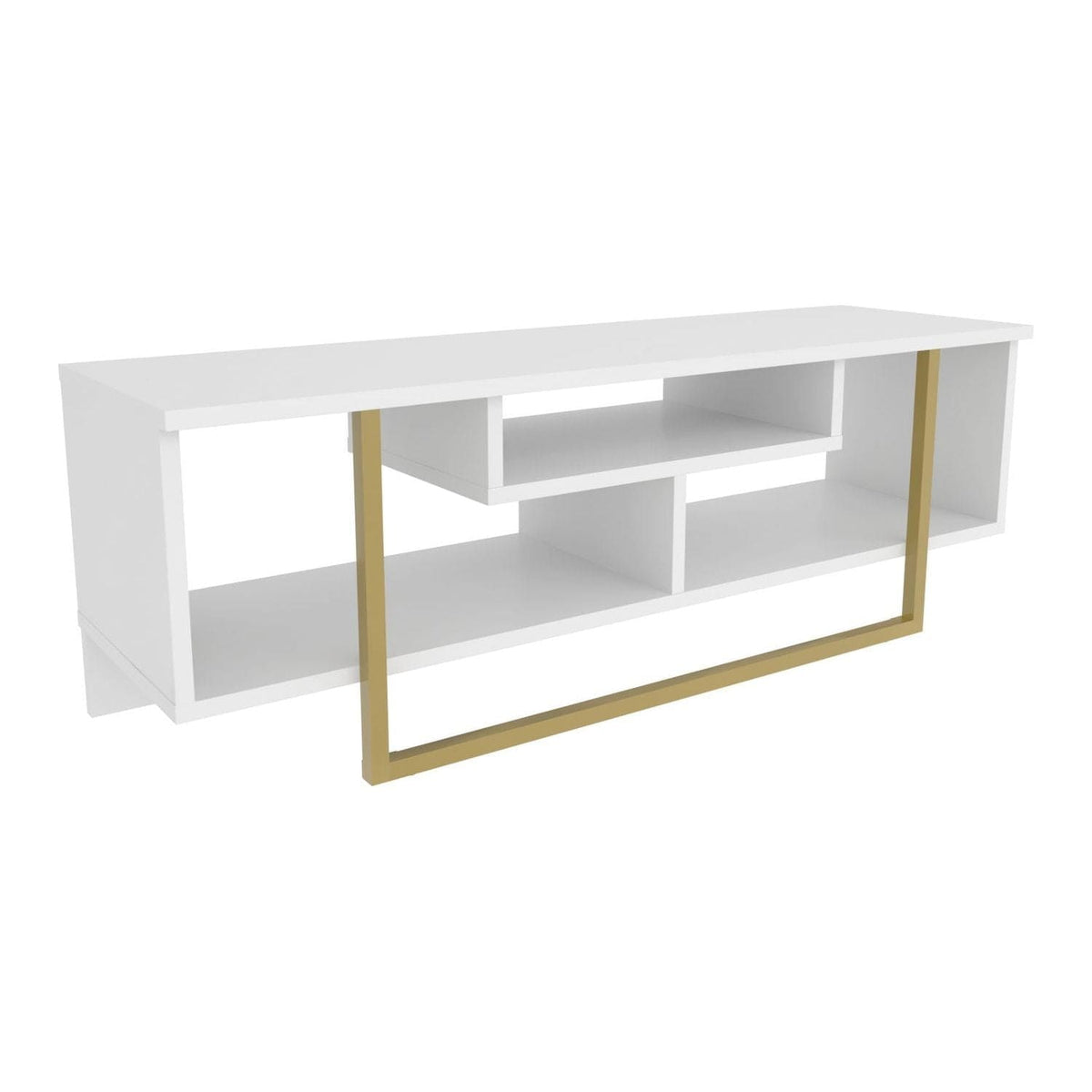 Comoda ASAL 120, alb/auriu, PAL melaminat, 120x35x40 cm